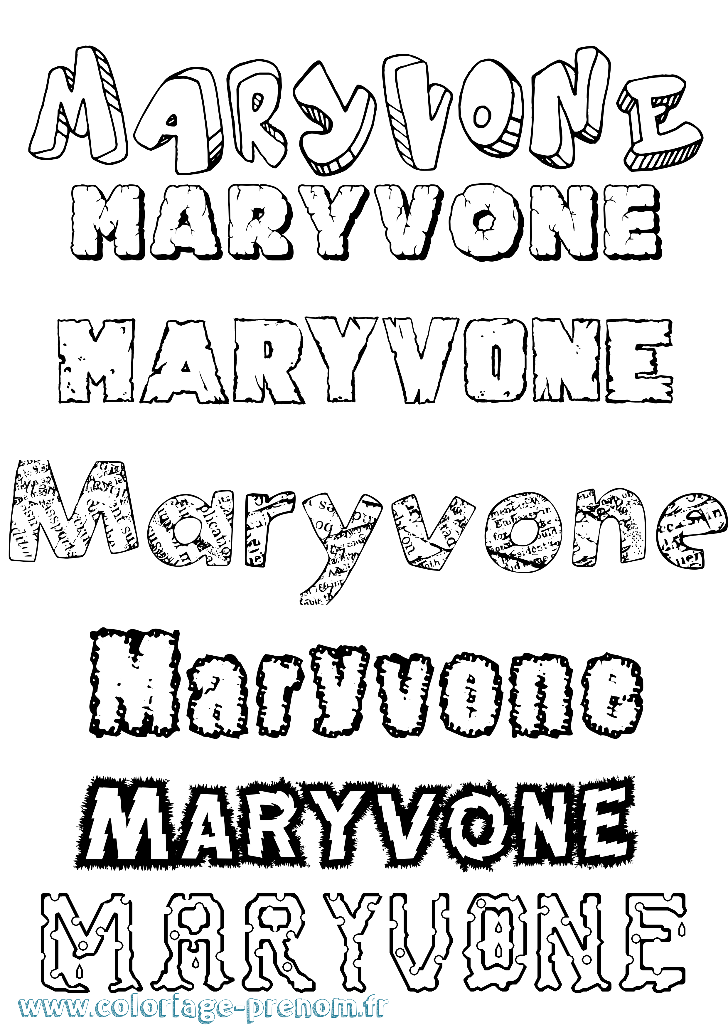 Coloriage Maryvone Destructuré Coloriage prénom Maryvone Destructuré