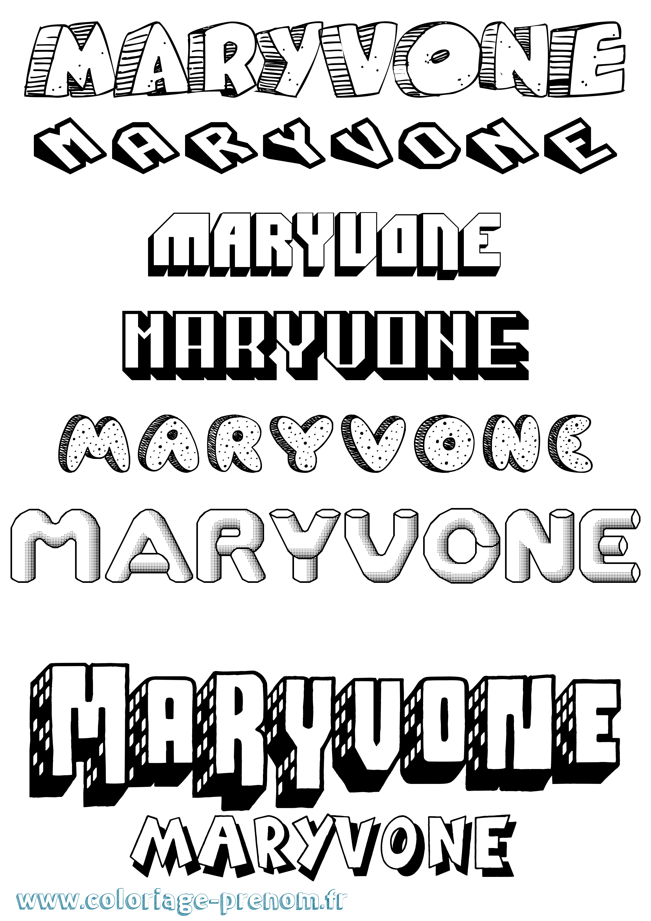 Coloriage Maryvone Effet 3D Coloriage prénom Maryvone Effet 3D
