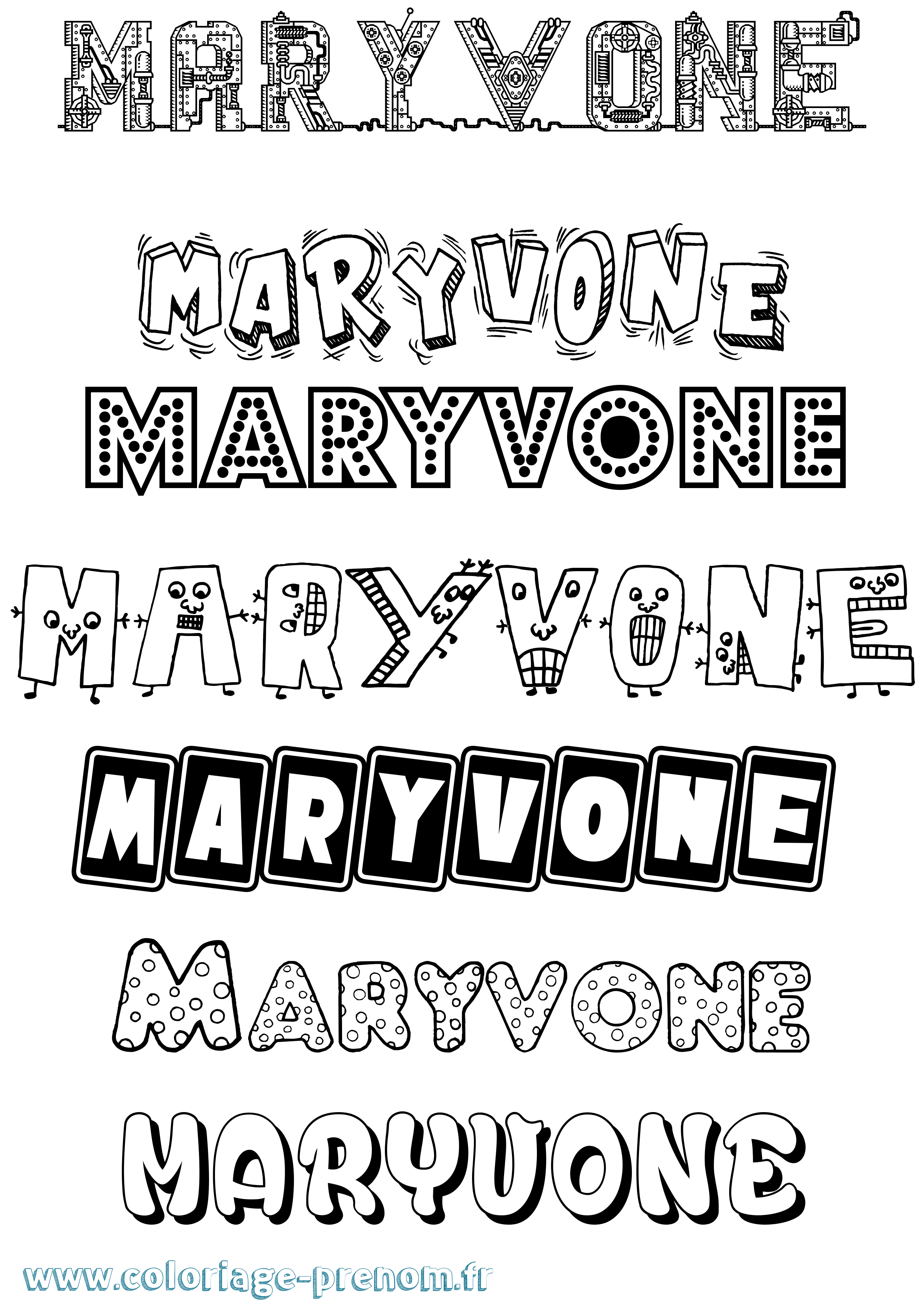 Coloriage Maryvone Fun Coloriage prénom Maryvone Fun