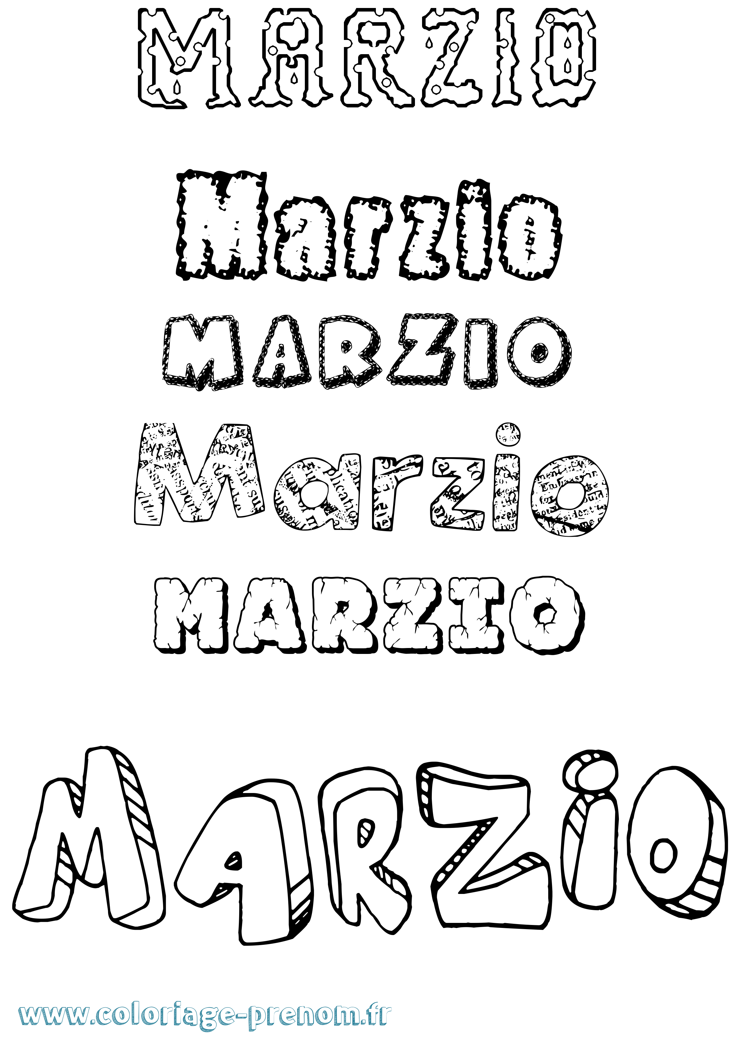 Coloriage Marzio Destructuré Coloriage prénom Marzio Destructuré