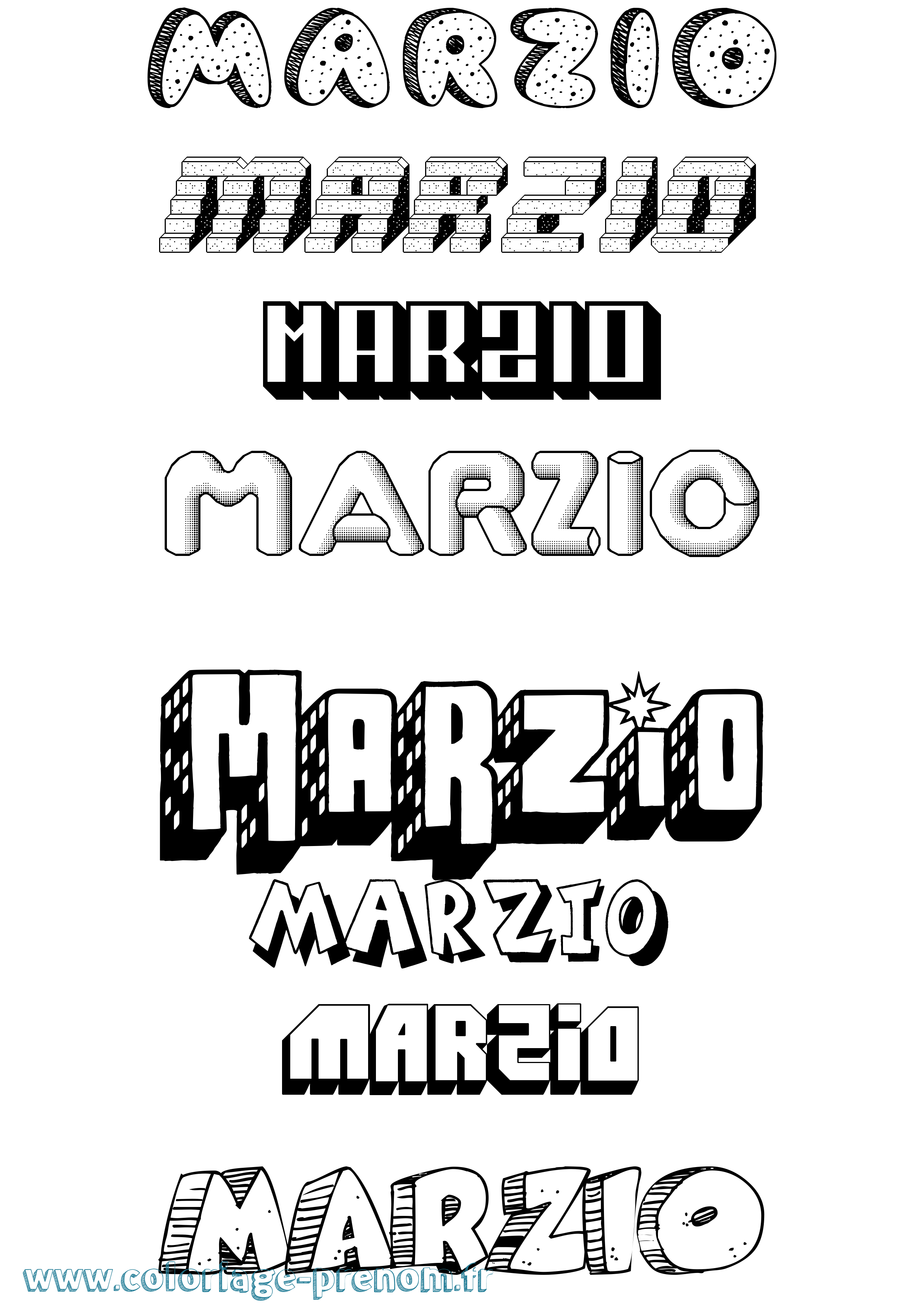 Coloriage Marzio Effet 3D Coloriage prénom Marzio Effet 3D