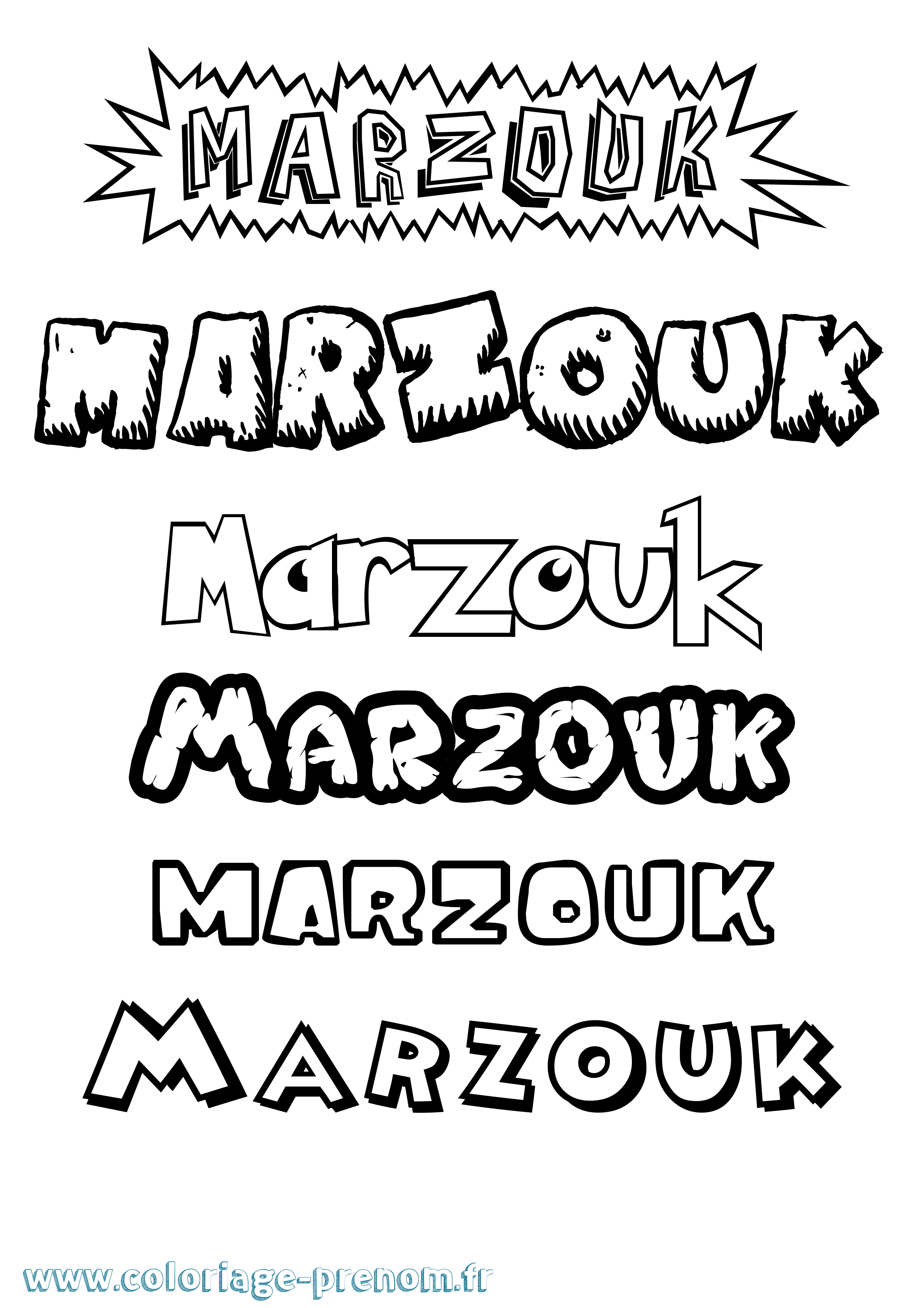 Coloriage Marzouk Dessin Animé Coloriage prénom Marzouk Dessin Animé