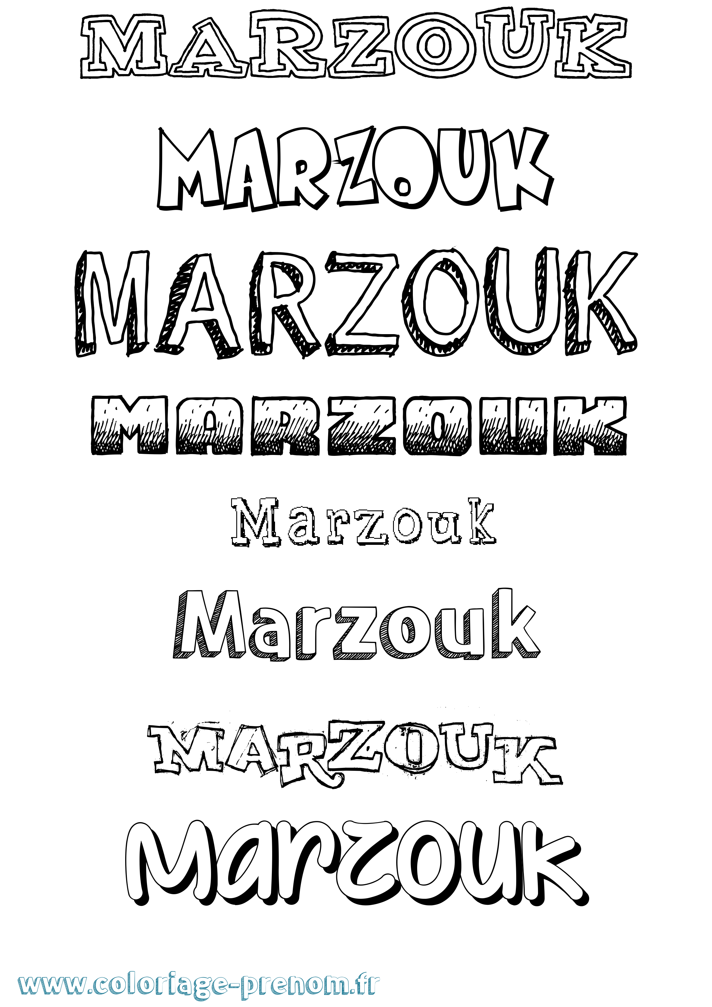 Coloriage Marzouk Dessiné Coloriage prénom Marzouk Dessiné