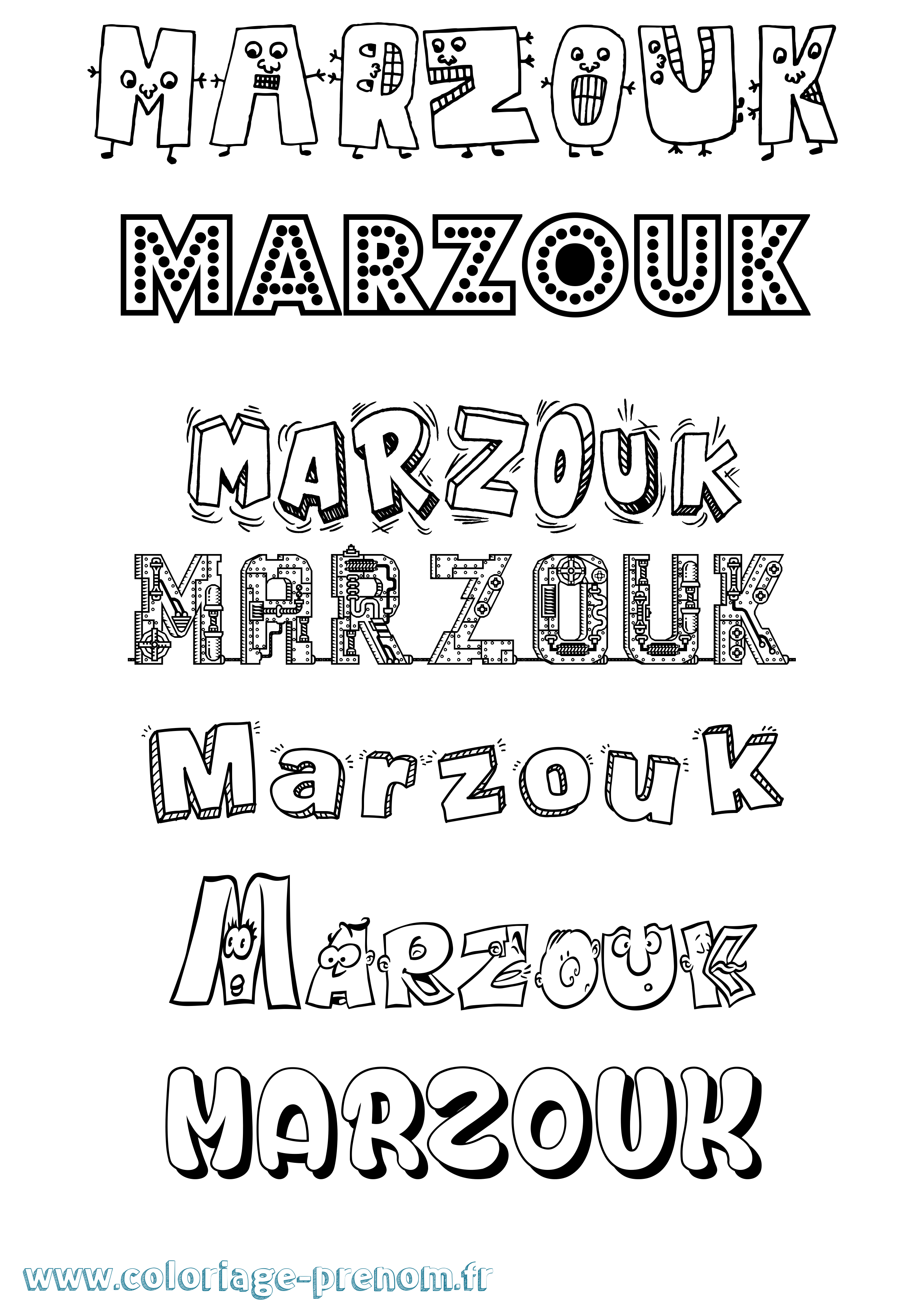 Coloriage Marzouk Fun Coloriage prénom Marzouk Fun