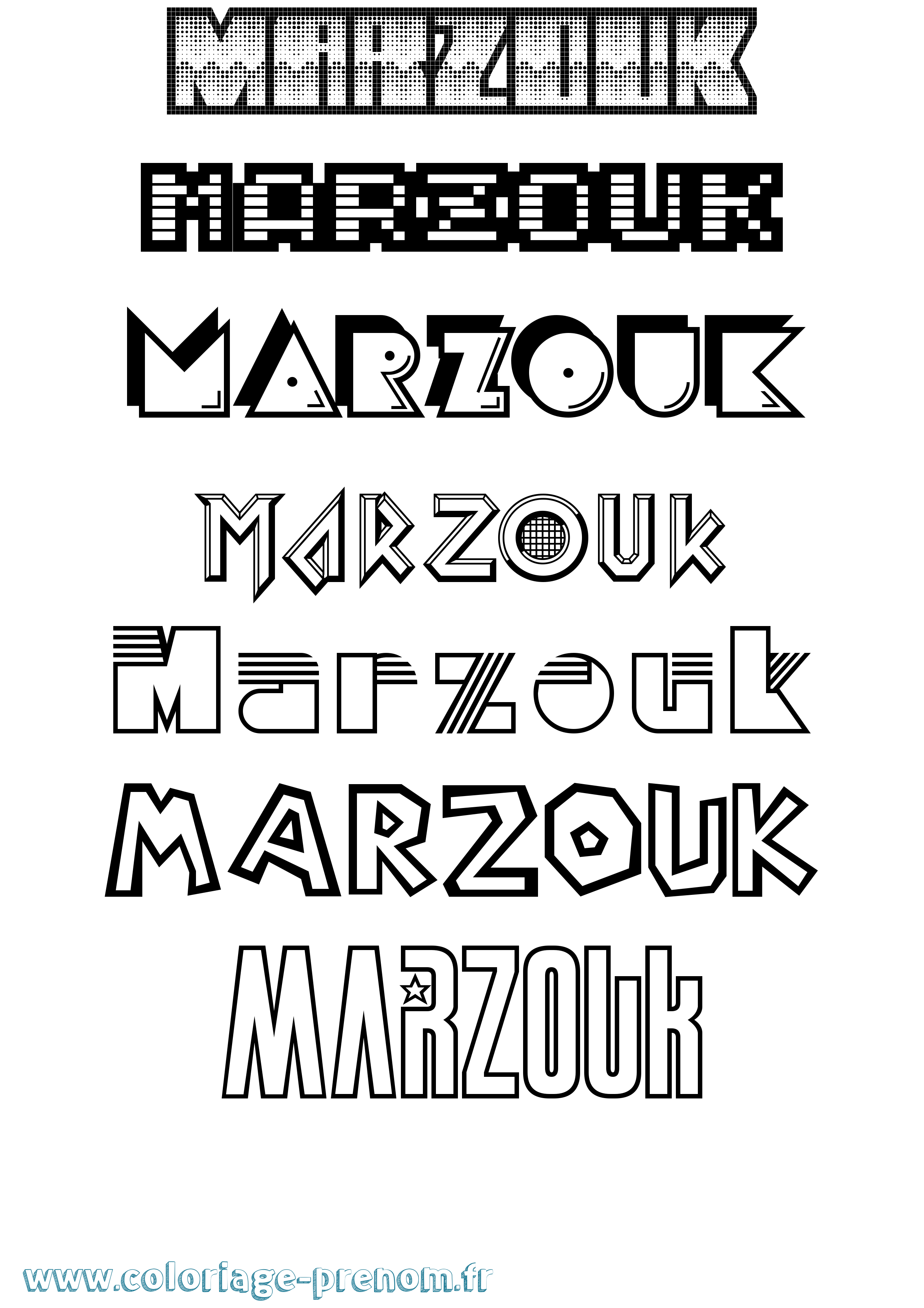 Coloriage Marzouk Jeux Vidéos Coloriage prénom Marzouk Jeux Vidéos