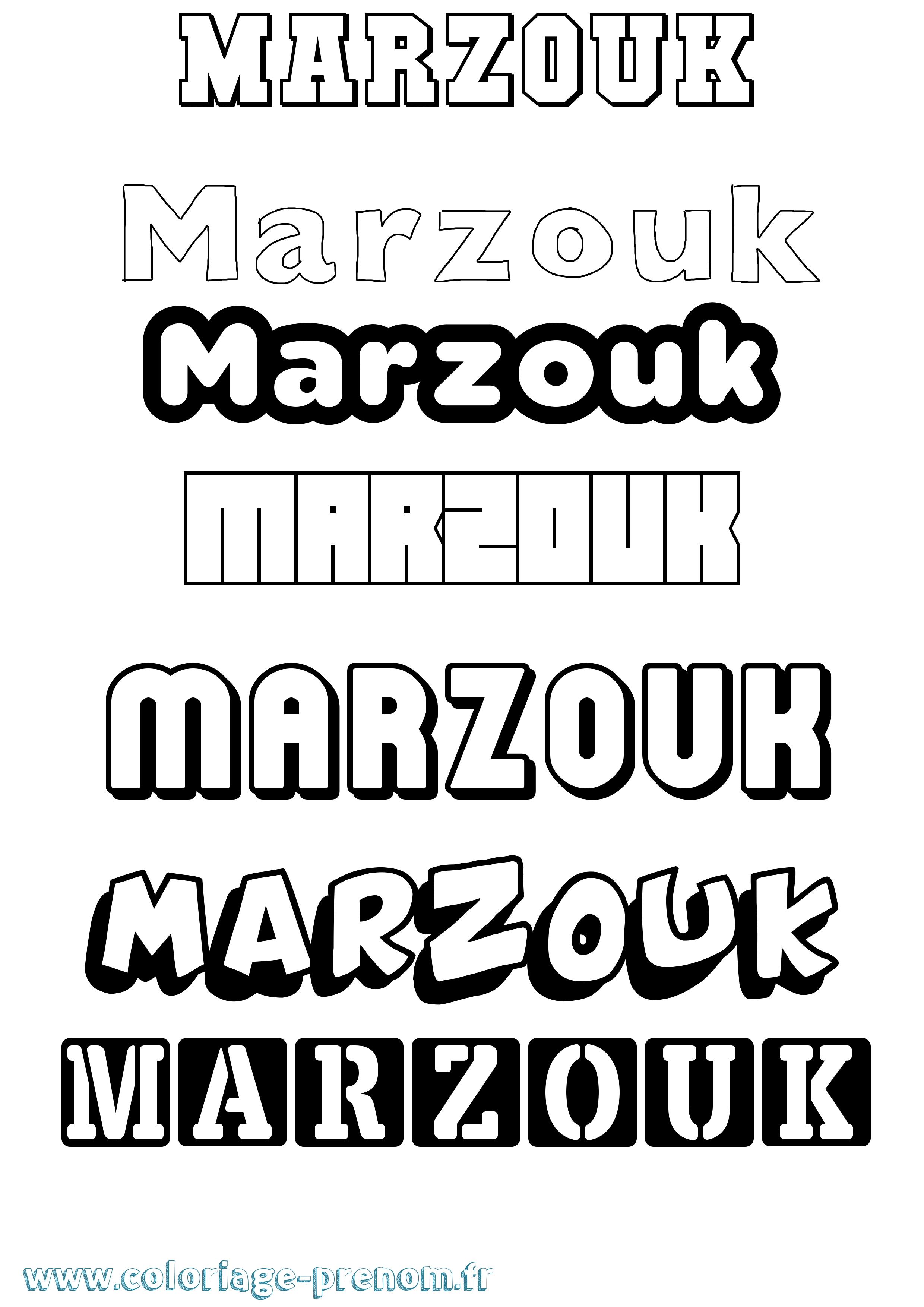 Coloriage Marzouk Simple Coloriage prénom Marzouk Simple