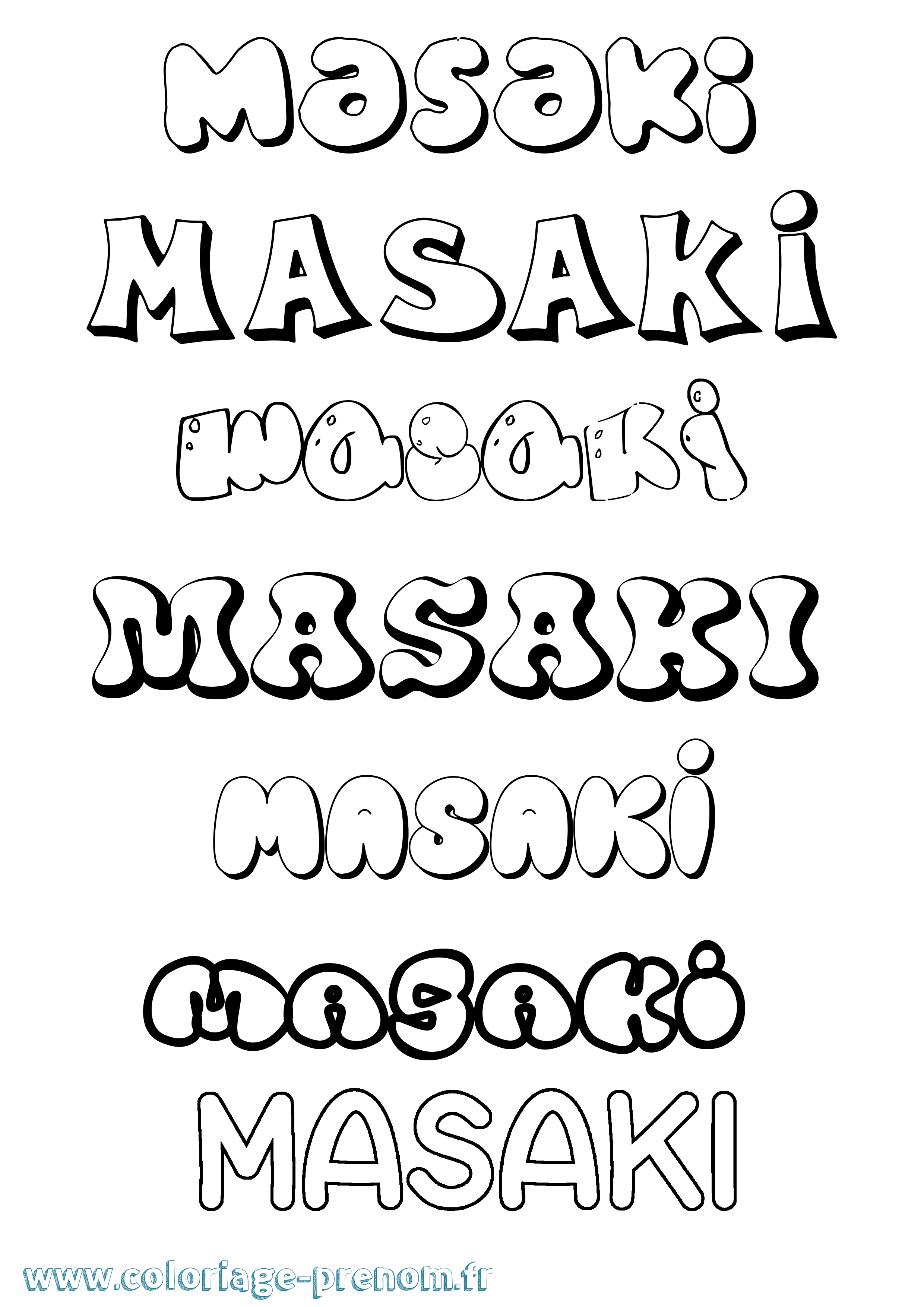 Coloriage Masaki Bubble Coloriage prénom Masaki Bubble