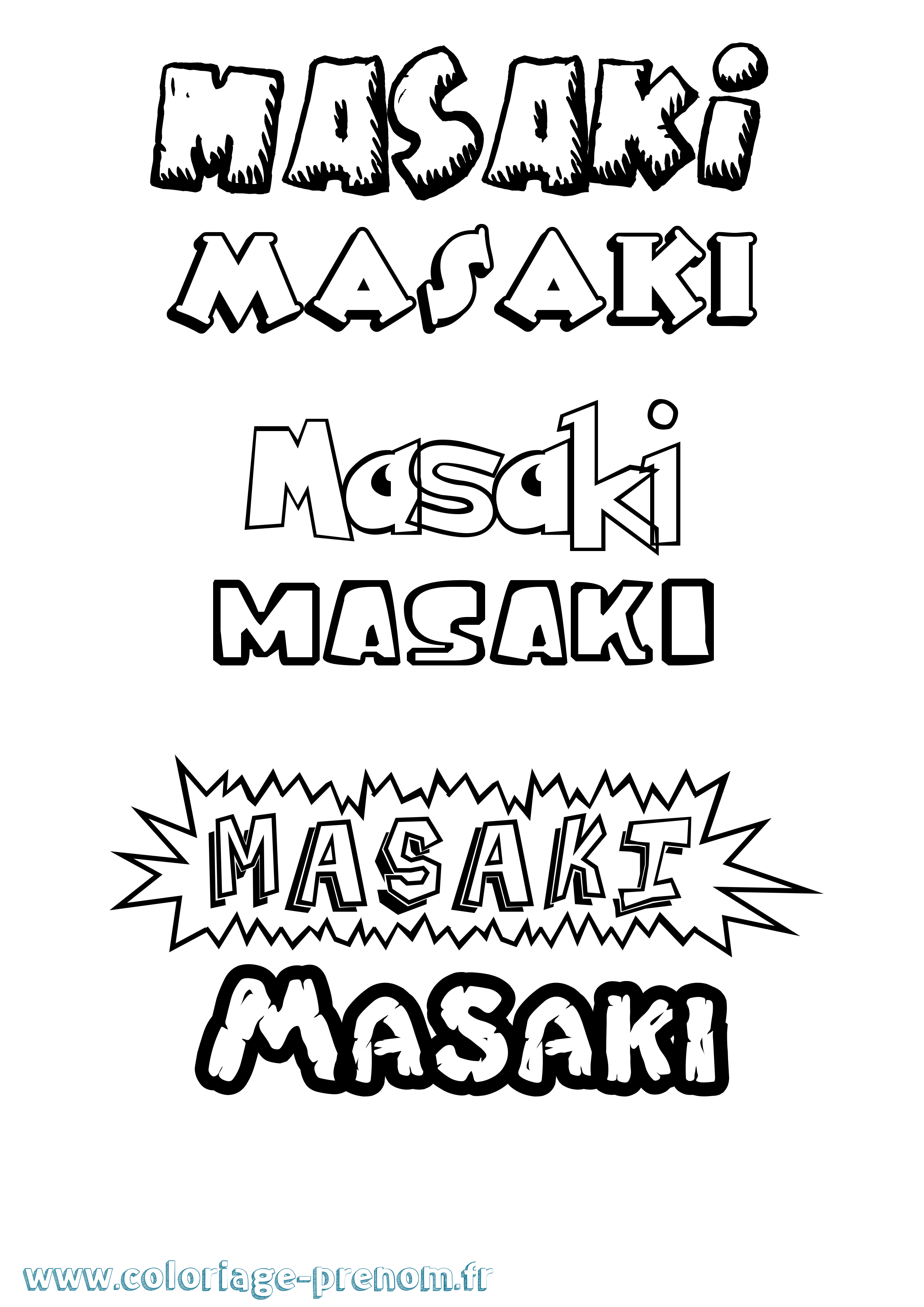 Coloriage Masaki Dessin Animé Coloriage prénom Masaki Dessin Animé