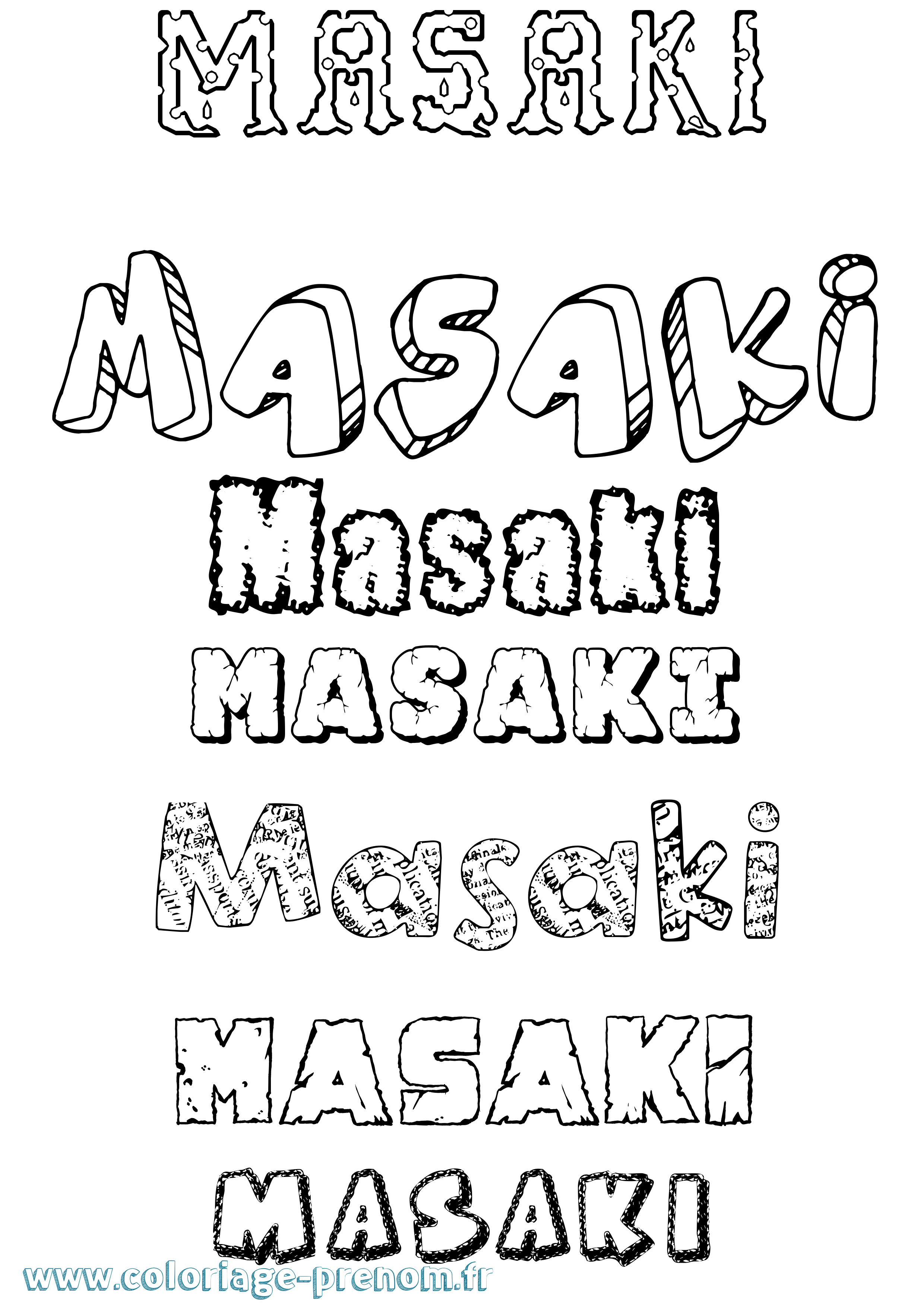 Coloriage Masaki Destructuré Coloriage prénom Masaki Destructuré