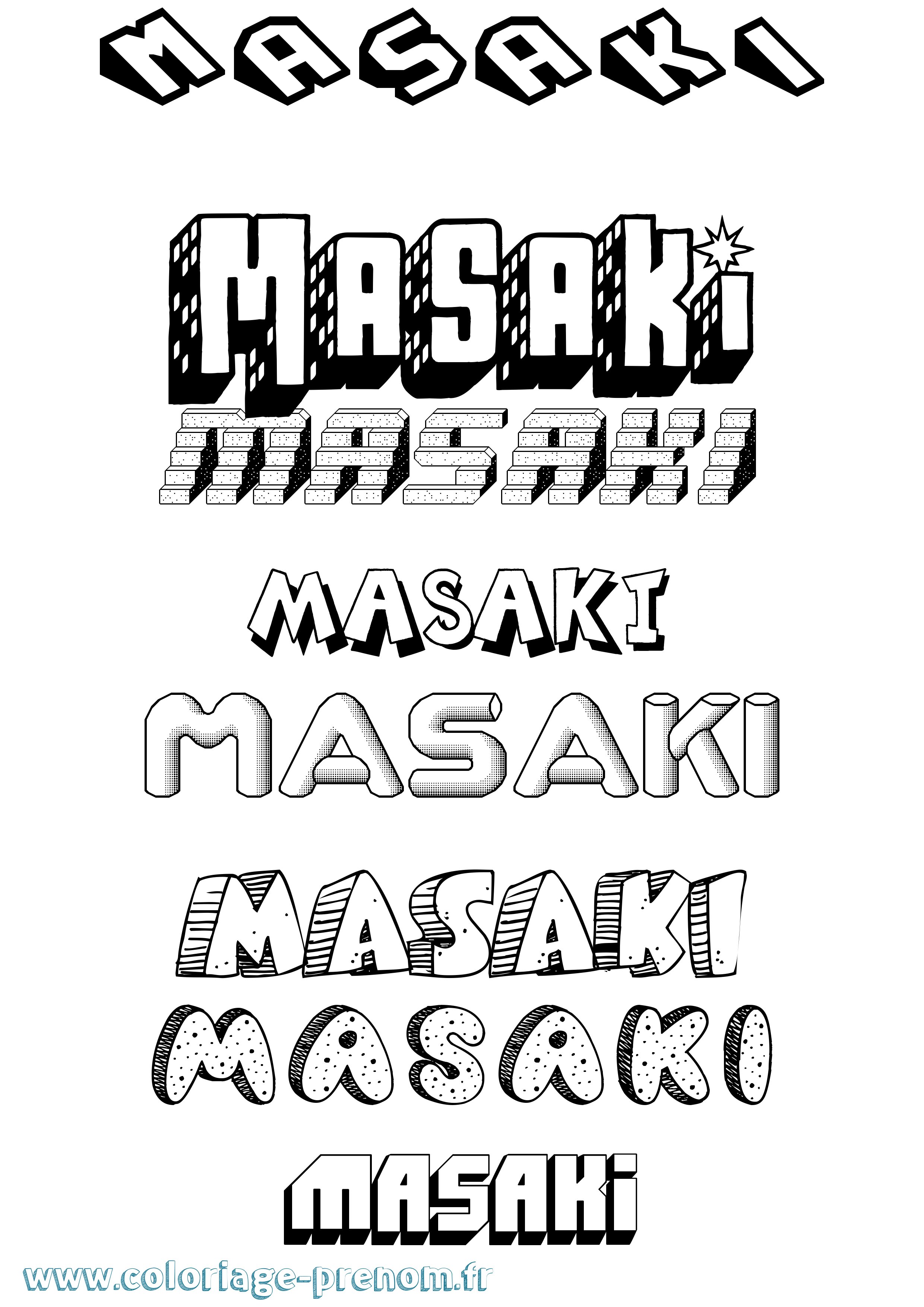Coloriage Masaki Effet 3D Coloriage prénom Masaki Effet 3D