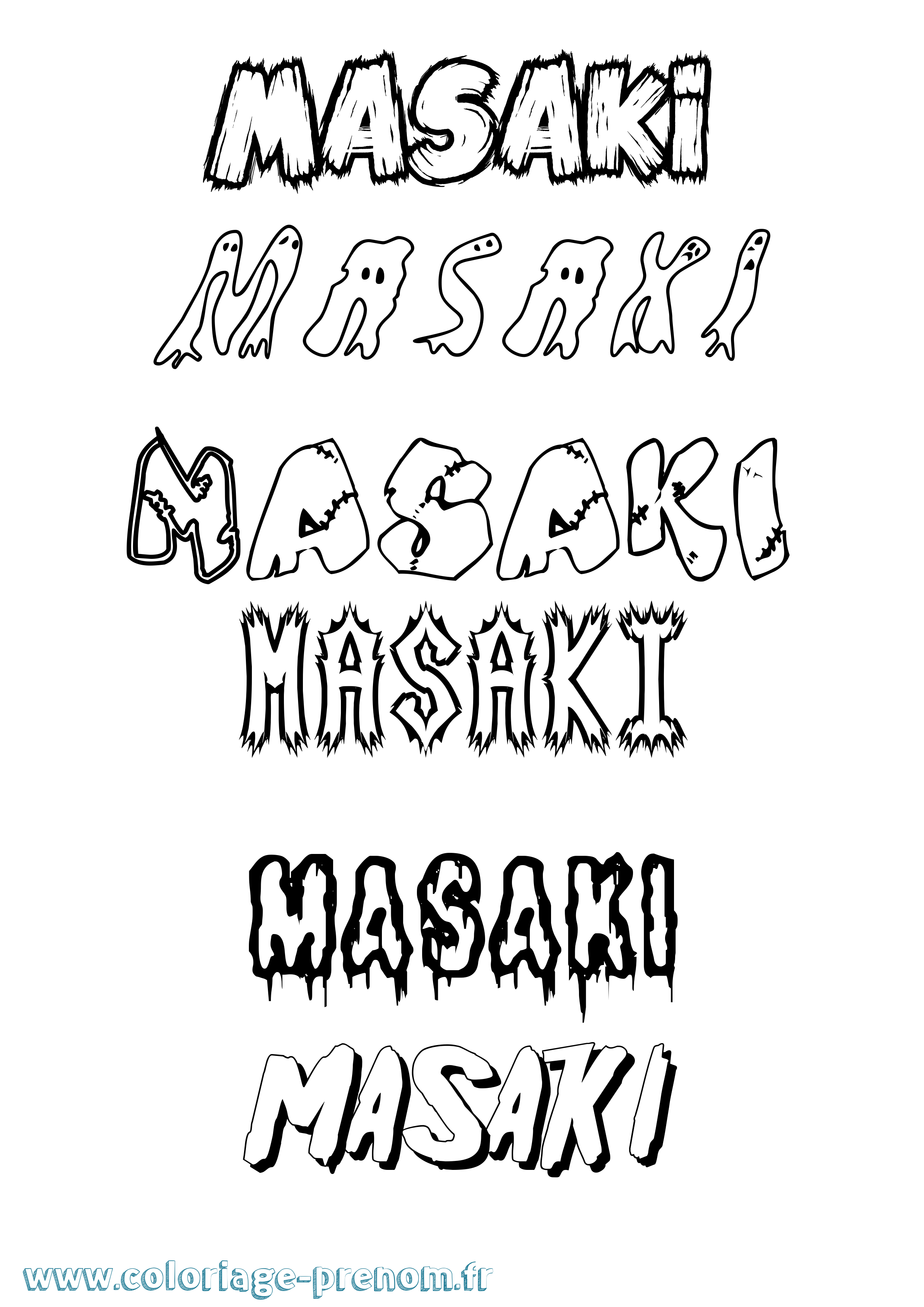 Coloriage Masaki Frisson Coloriage prénom Masaki Frisson