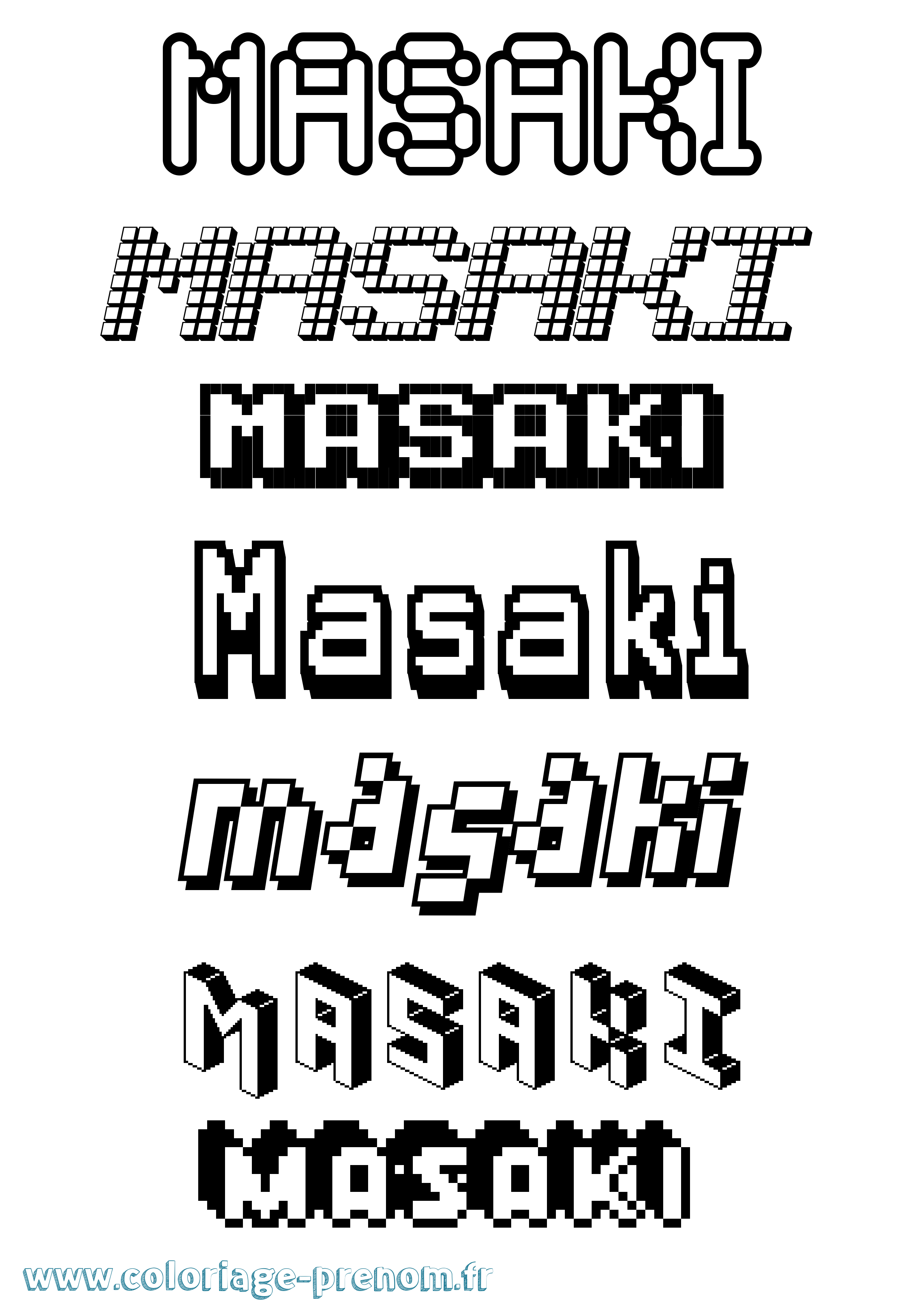 Coloriage Masaki Pixel Coloriage prénom Masaki Pixel