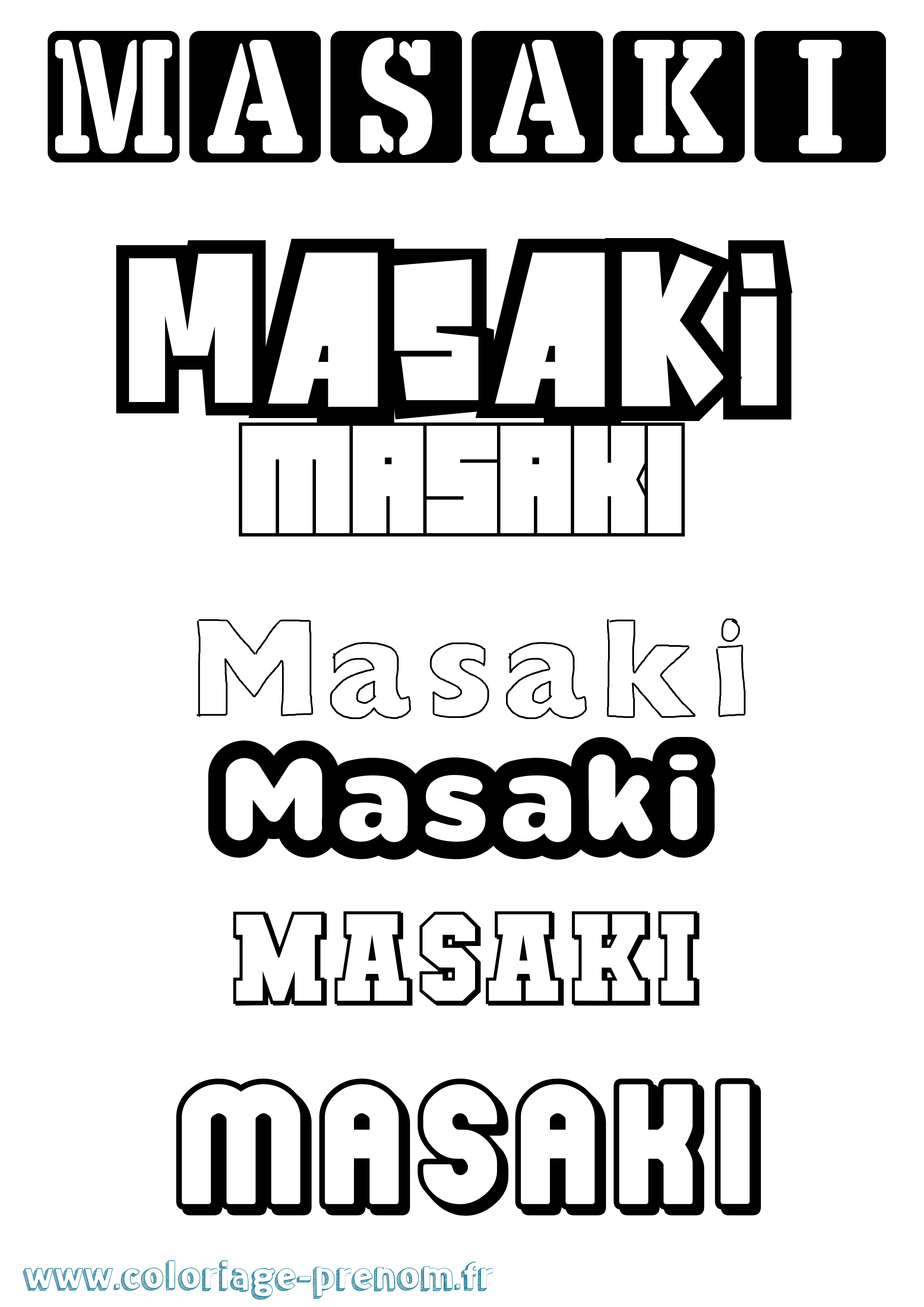 Coloriage Masaki Simple Coloriage prénom Masaki Simple
