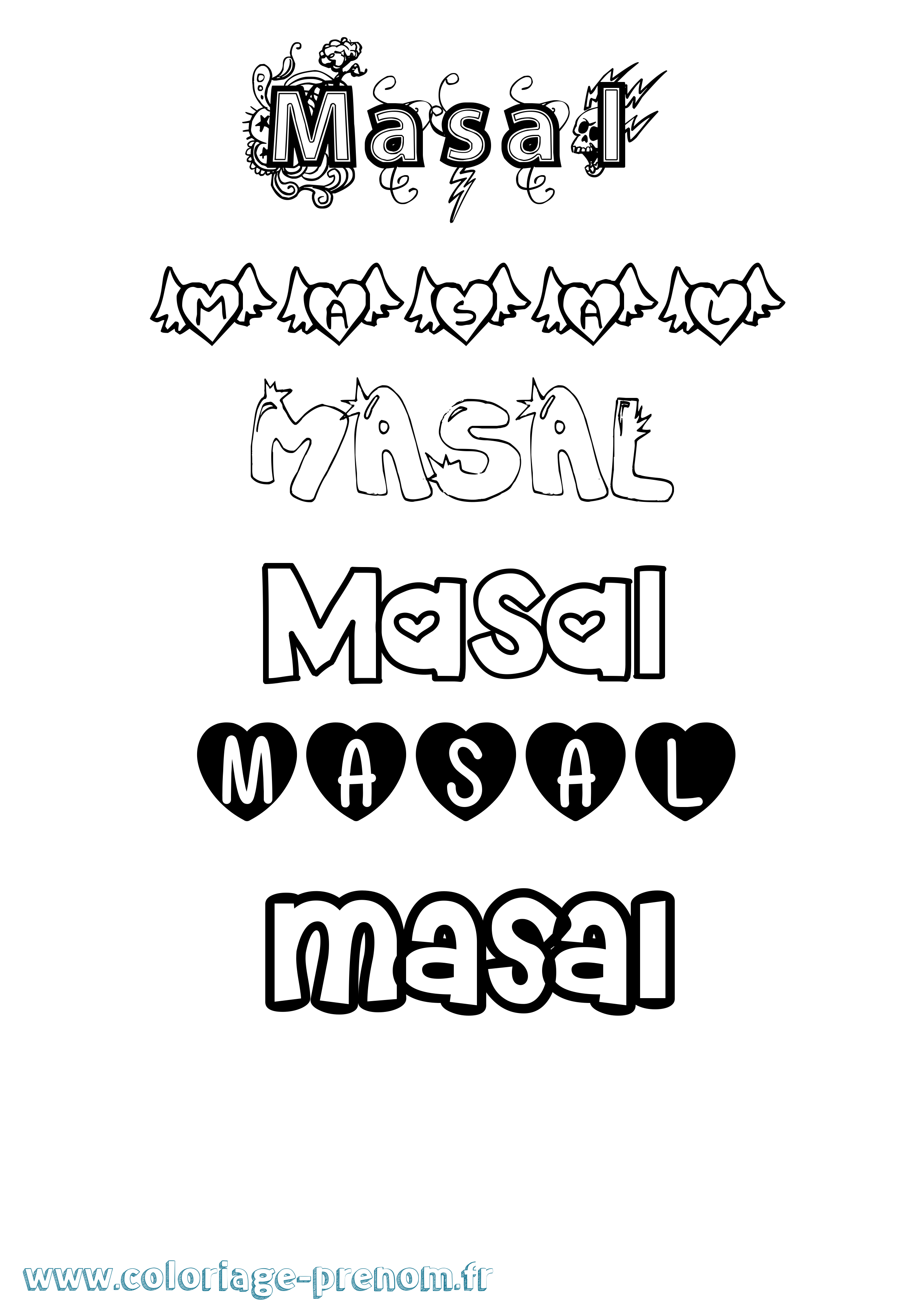 Coloriage Masal Girly Coloriage prénom Masal Girly