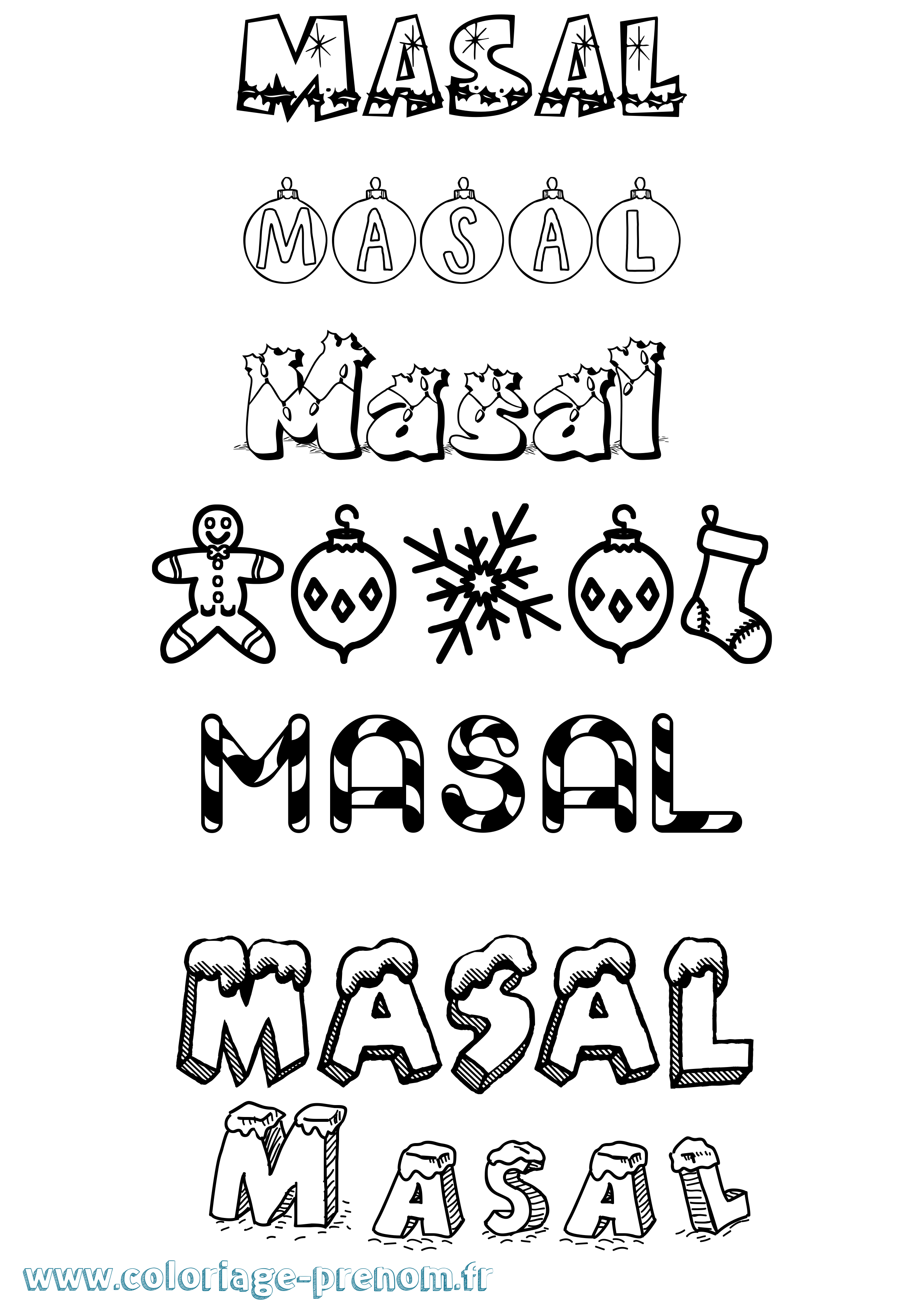 Coloriage Masal Noël Coloriage prénom Masal Noël