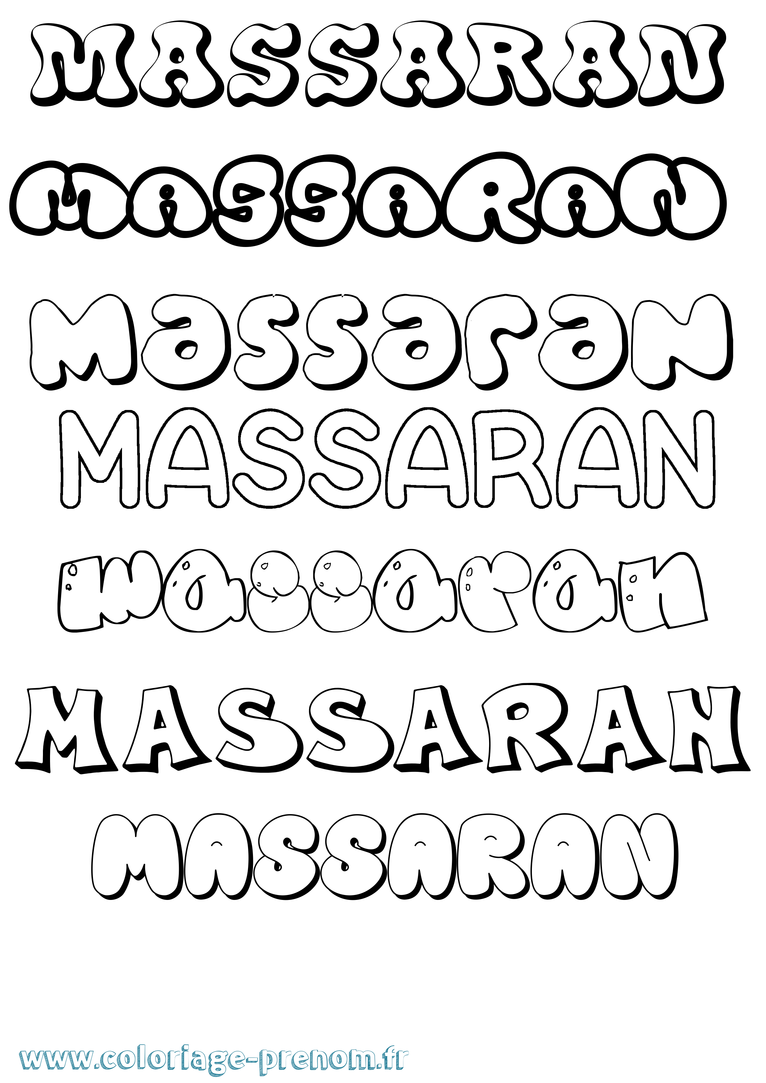 Coloriage Massaran Bubble Coloriage prénom Massaran Bubble