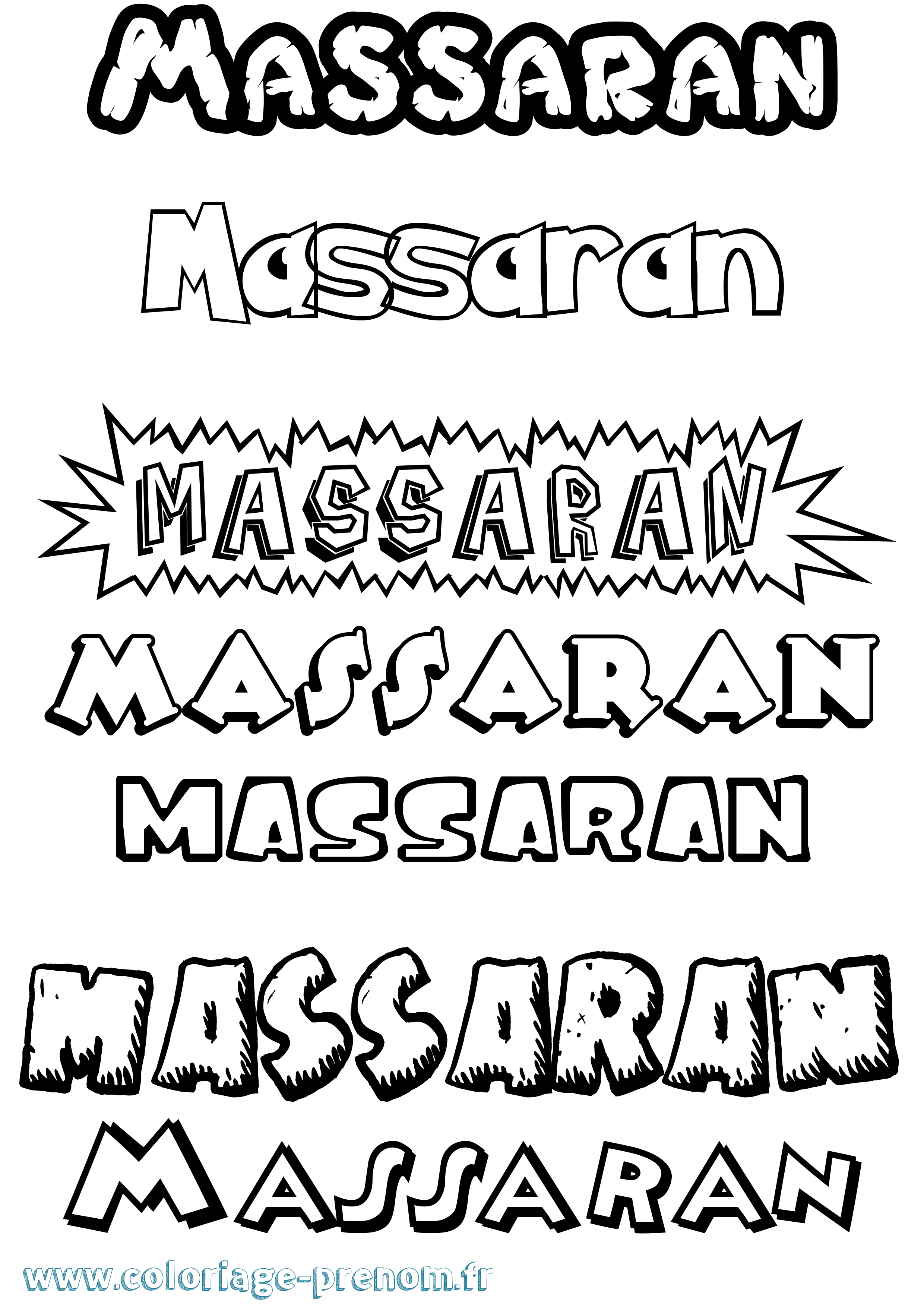 Coloriage Massaran Dessin Animé Coloriage prénom Massaran Dessin Animé