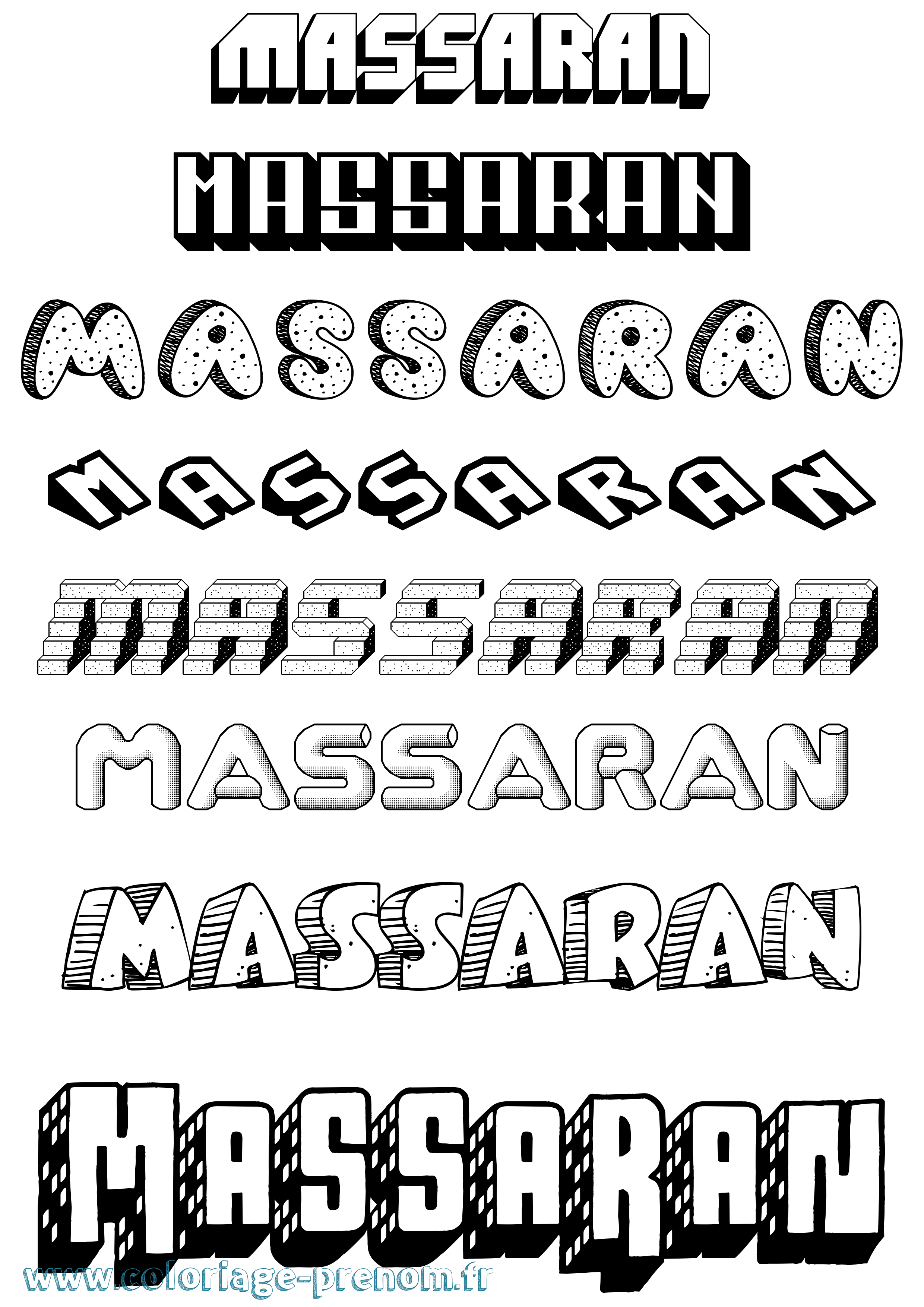 Coloriage Massaran Effet 3D Coloriage prénom Massaran Effet 3D