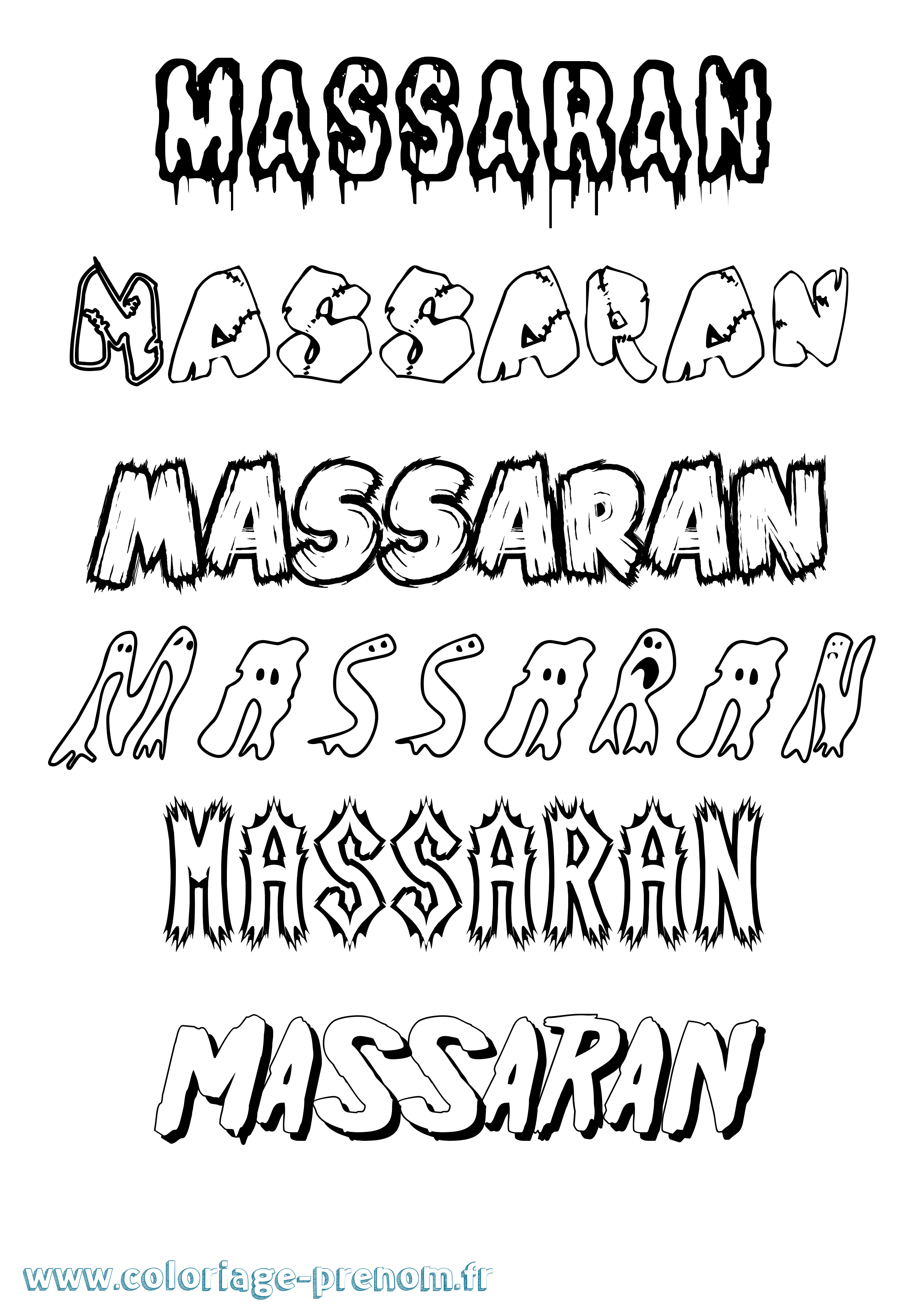 Coloriage Massaran Frisson Coloriage prénom Massaran Frisson