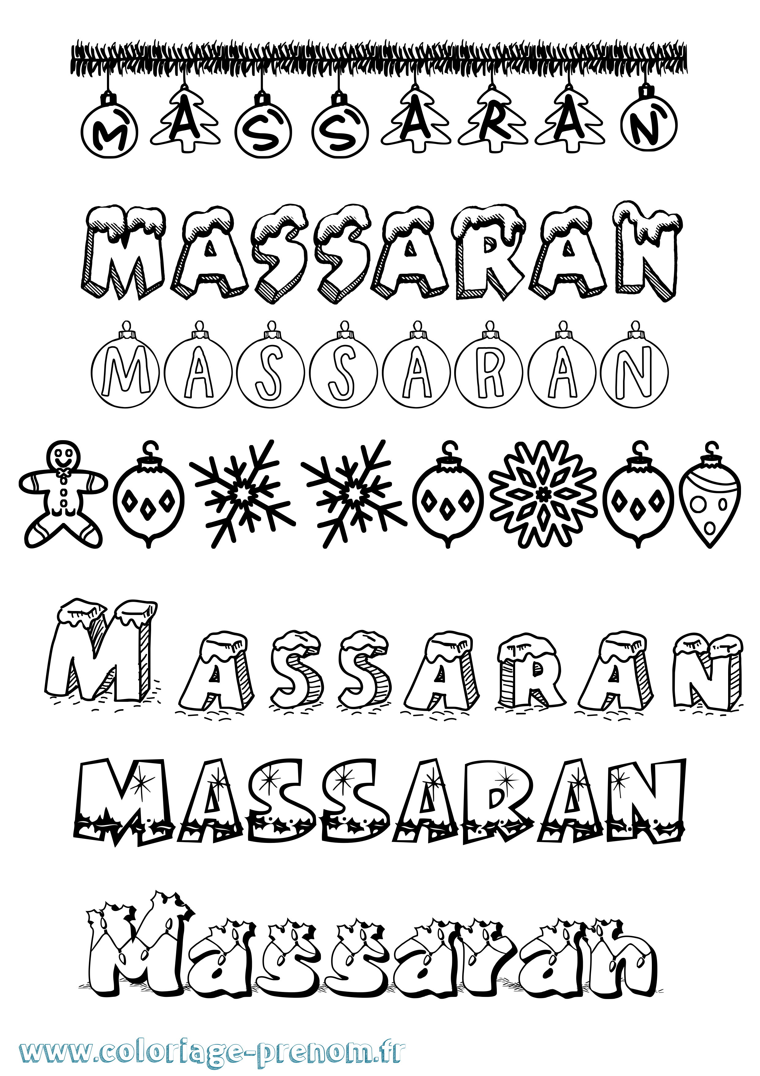 Coloriage Massaran Noël Coloriage prénom Massaran Noël