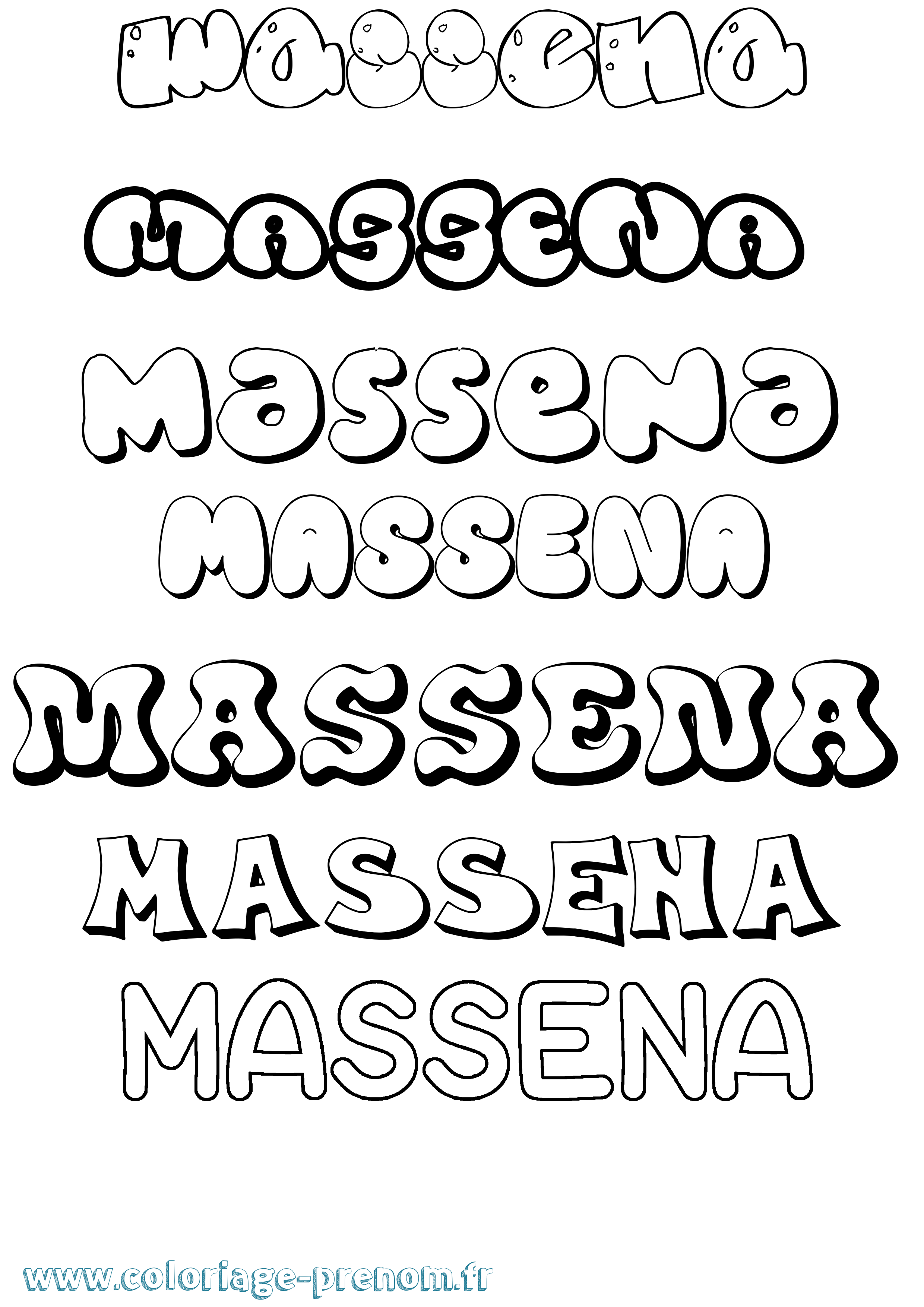 Coloriage Massena Bubble Coloriage prénom Massena Bubble