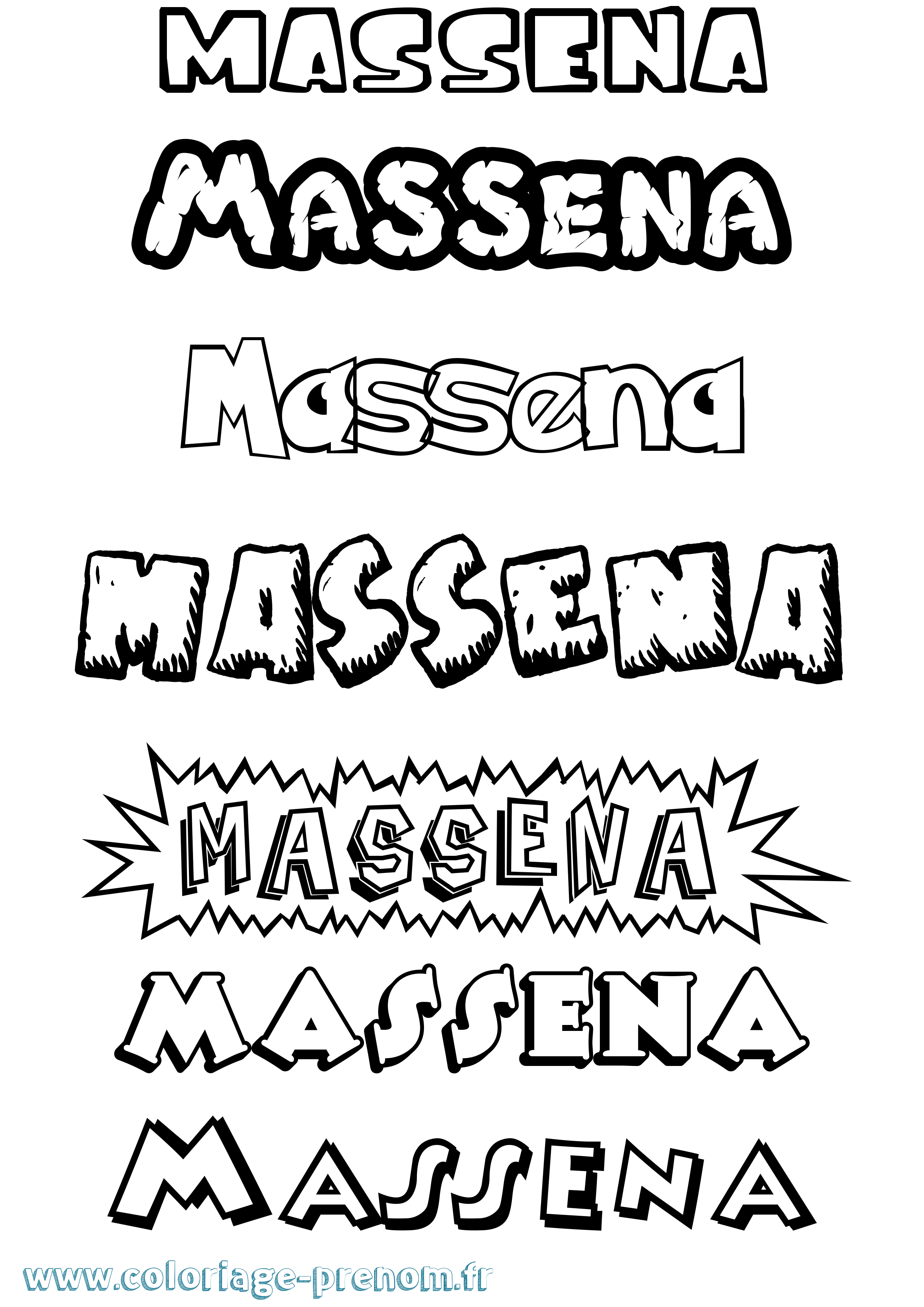 Coloriage Massena Dessin Animé Coloriage prénom Massena Dessin Animé