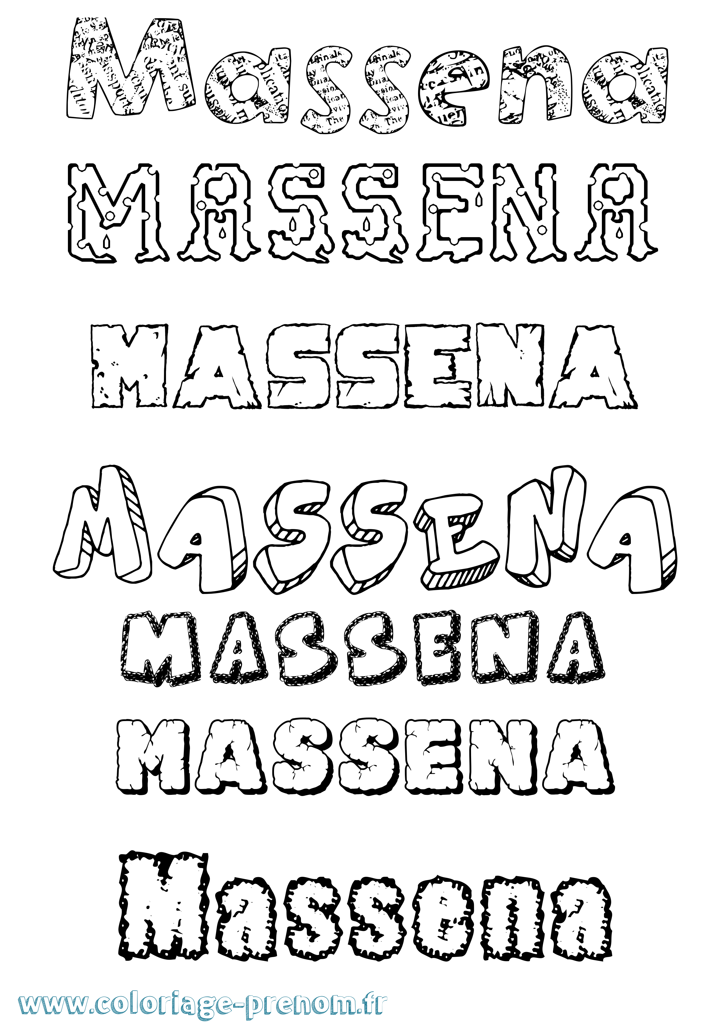 Coloriage Massena Destructuré Coloriage prénom Massena Destructuré