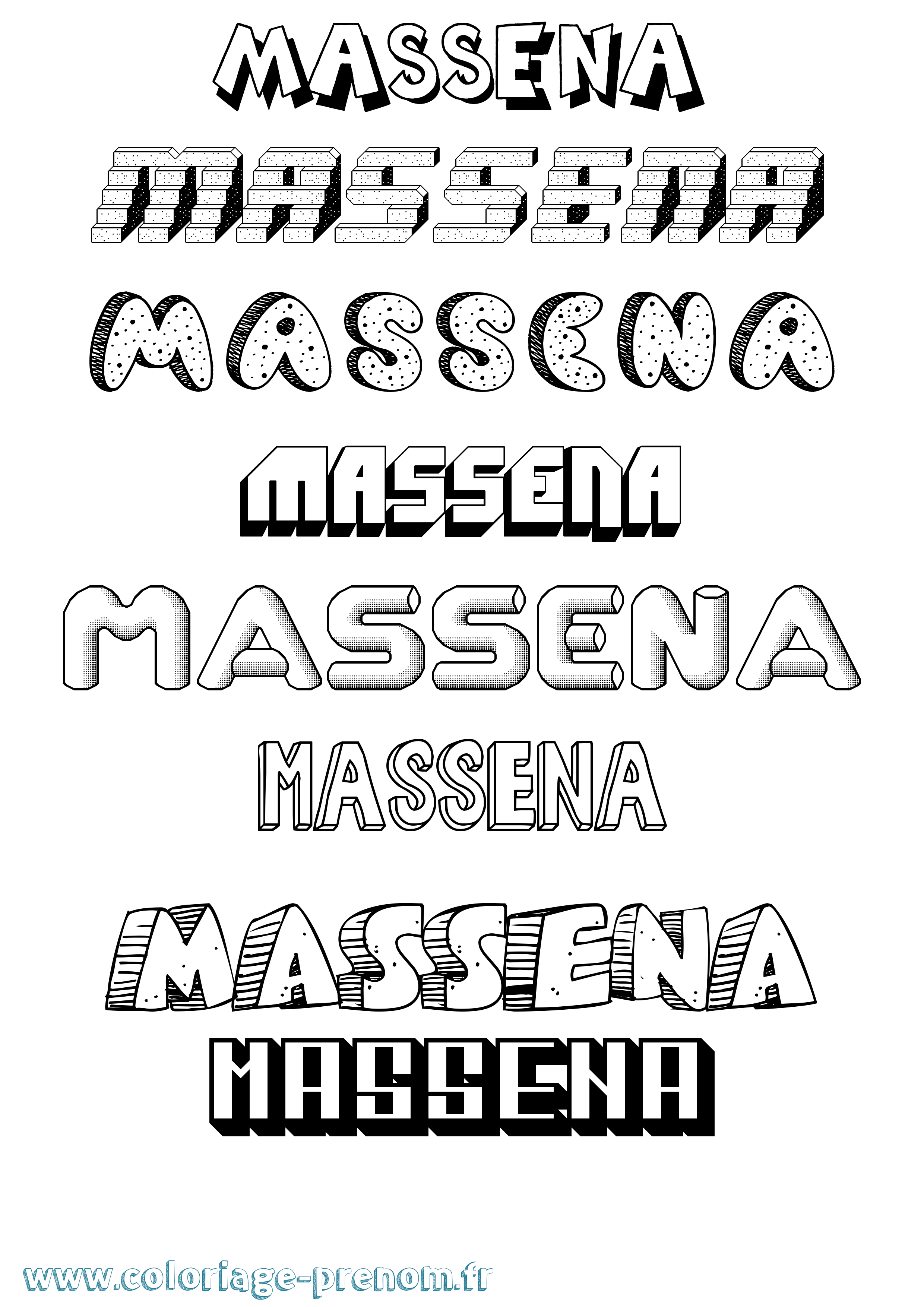 Coloriage Massena Effet 3D Coloriage prénom Massena Effet 3D