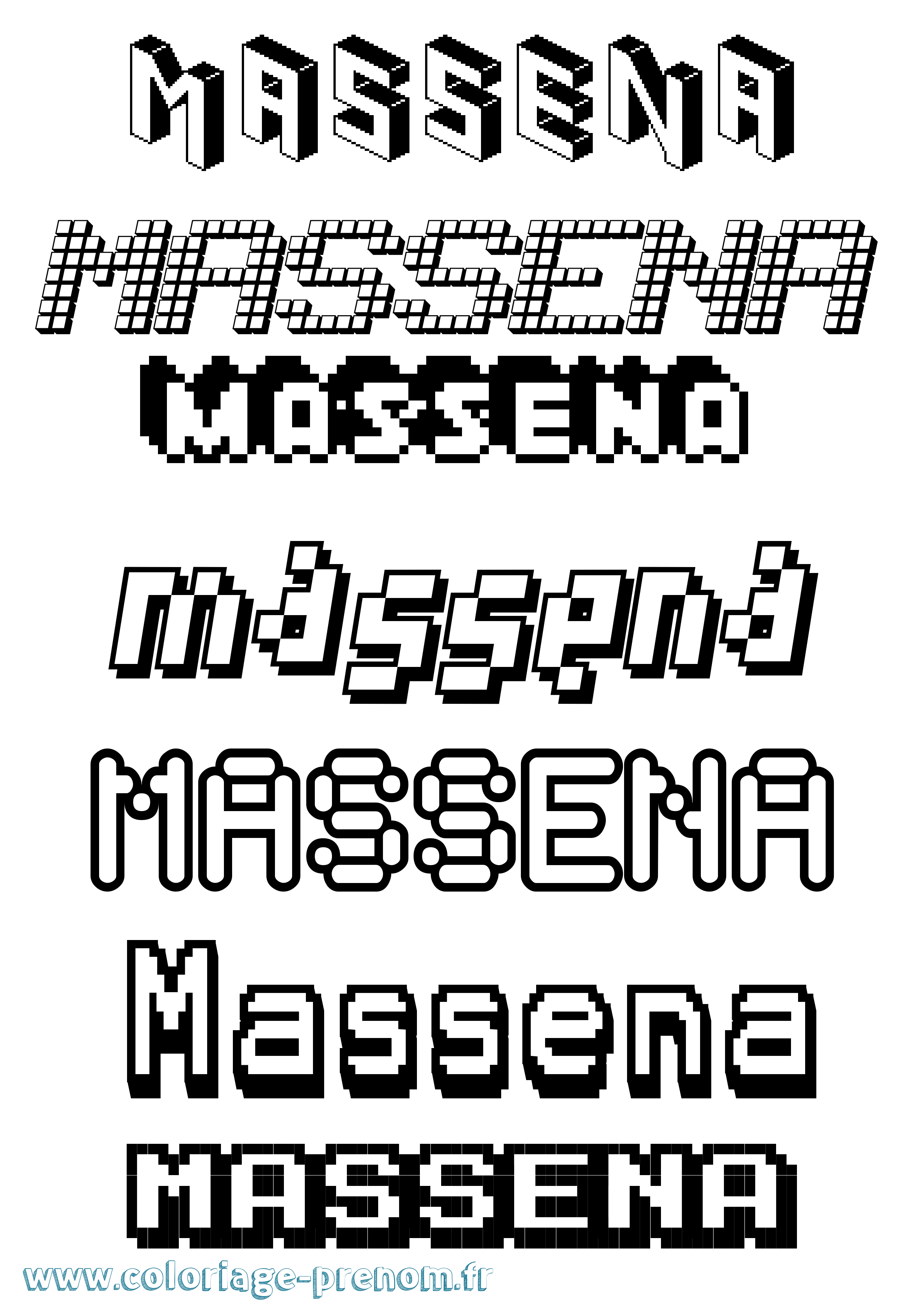 Coloriage Massena Pixel Coloriage prénom Massena Pixel