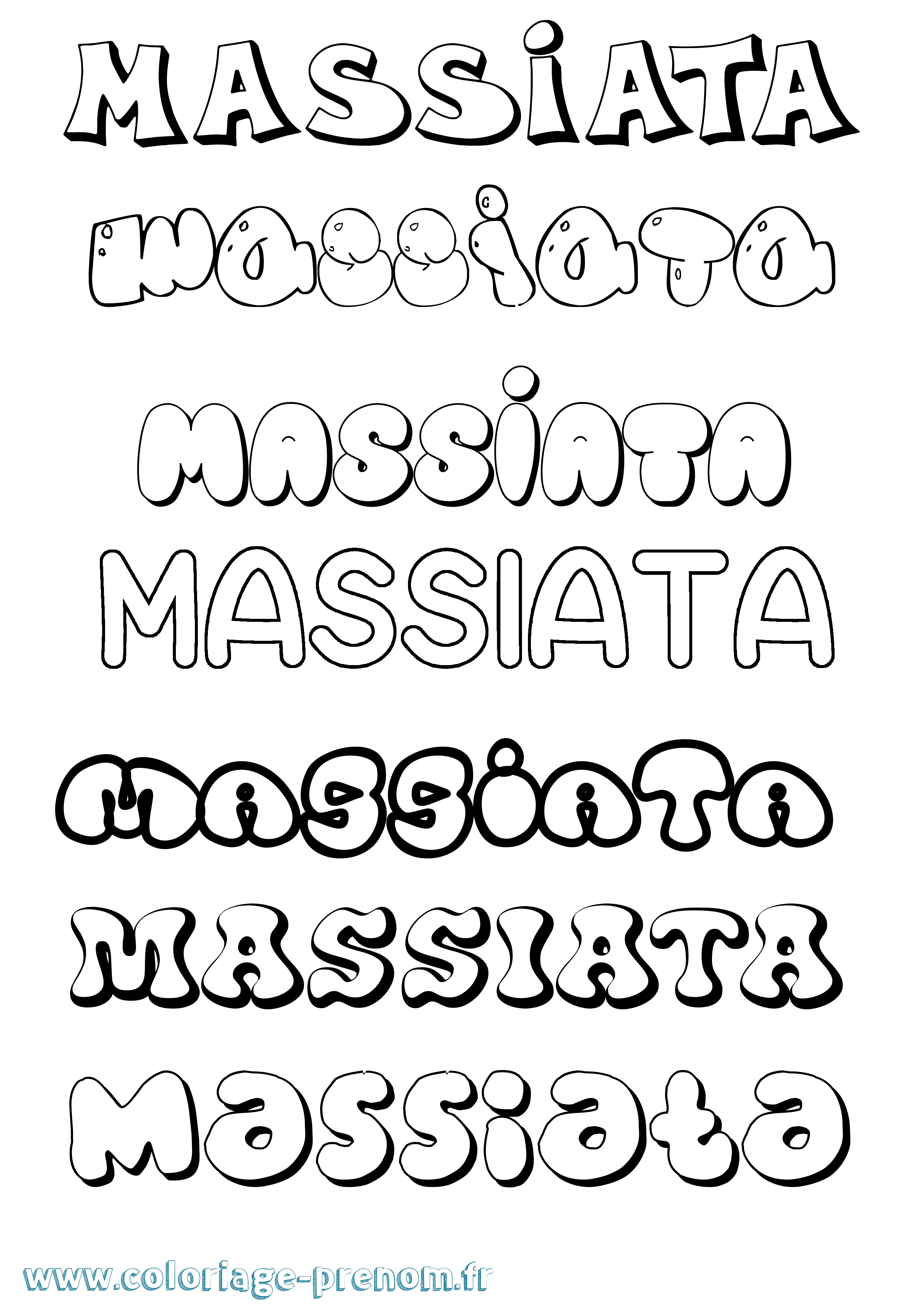 Coloriage Massiata Bubble Coloriage prénom Massiata Bubble