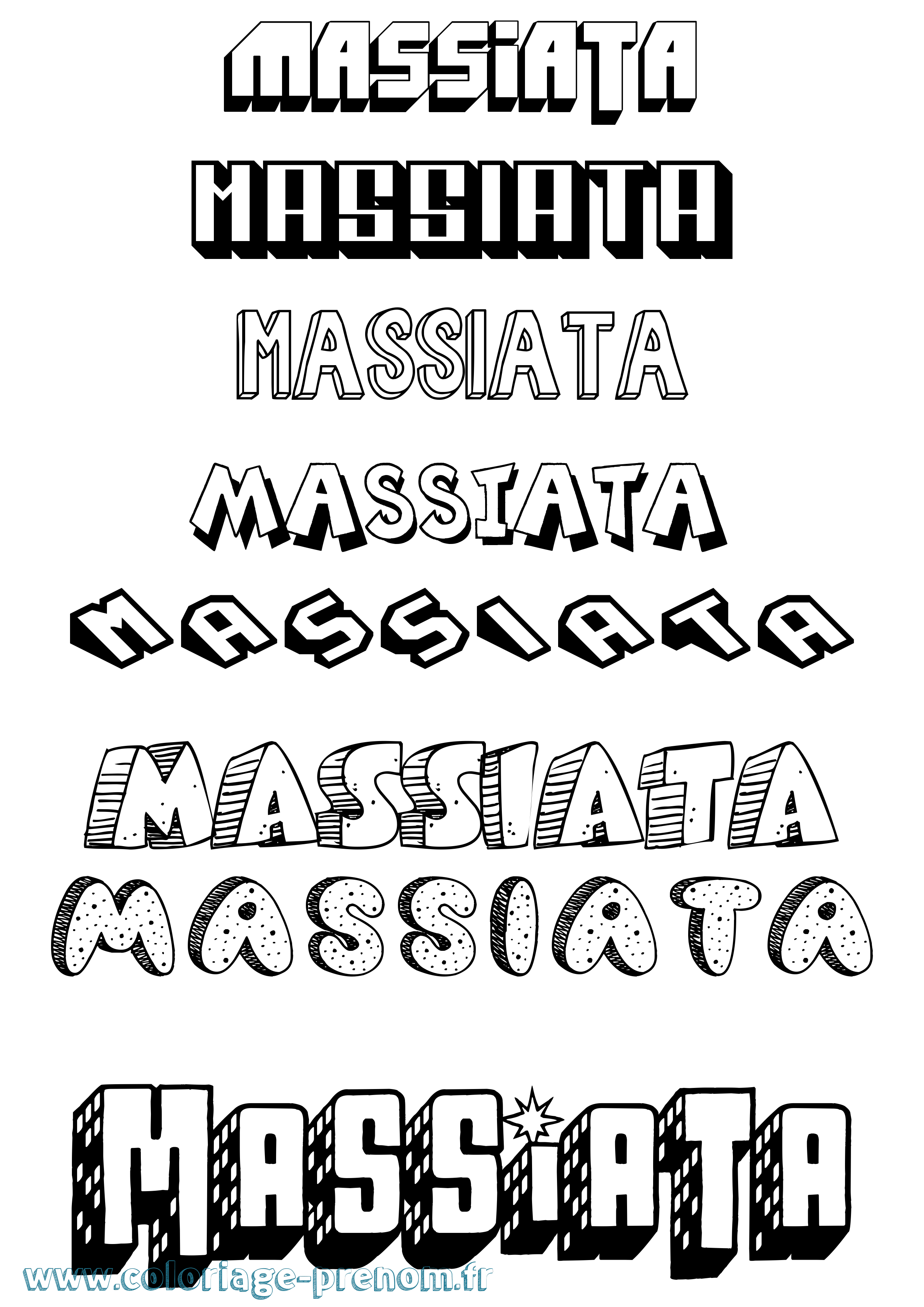 Coloriage Massiata Effet 3D Coloriage prénom Massiata Effet 3D