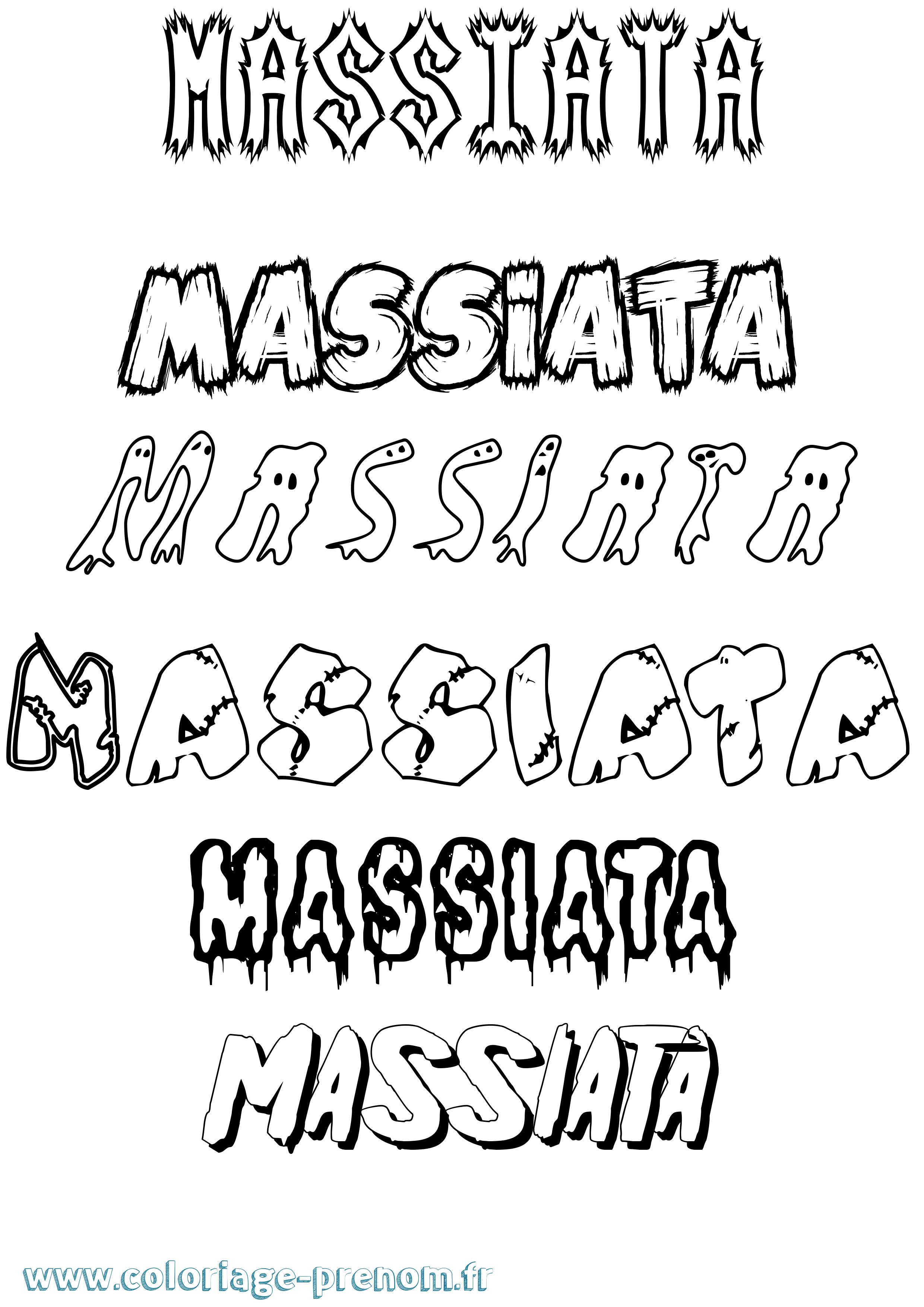 Coloriage Massiata Frisson Coloriage prénom Massiata Frisson