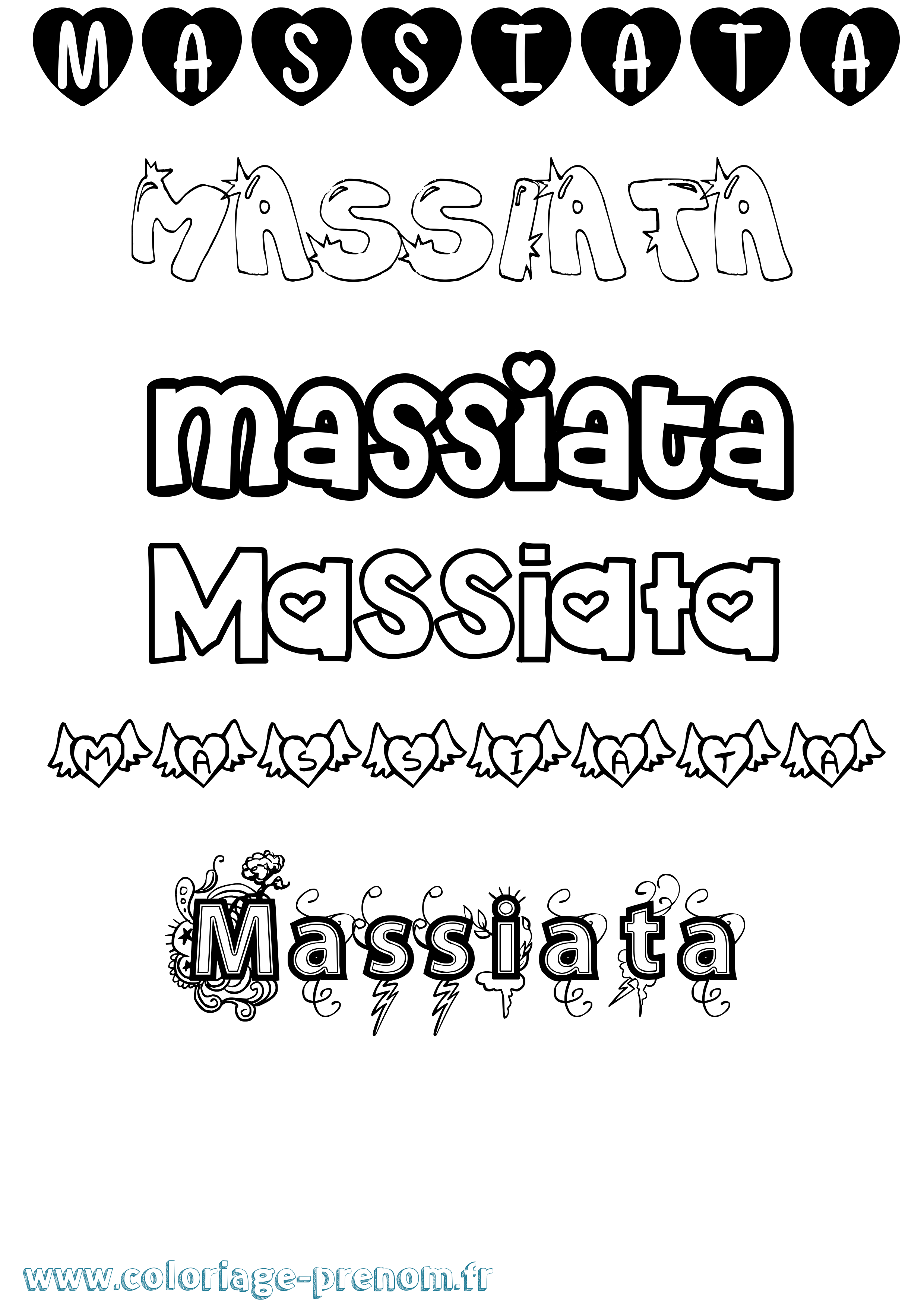 Coloriage Massiata Girly Coloriage prénom Massiata Girly