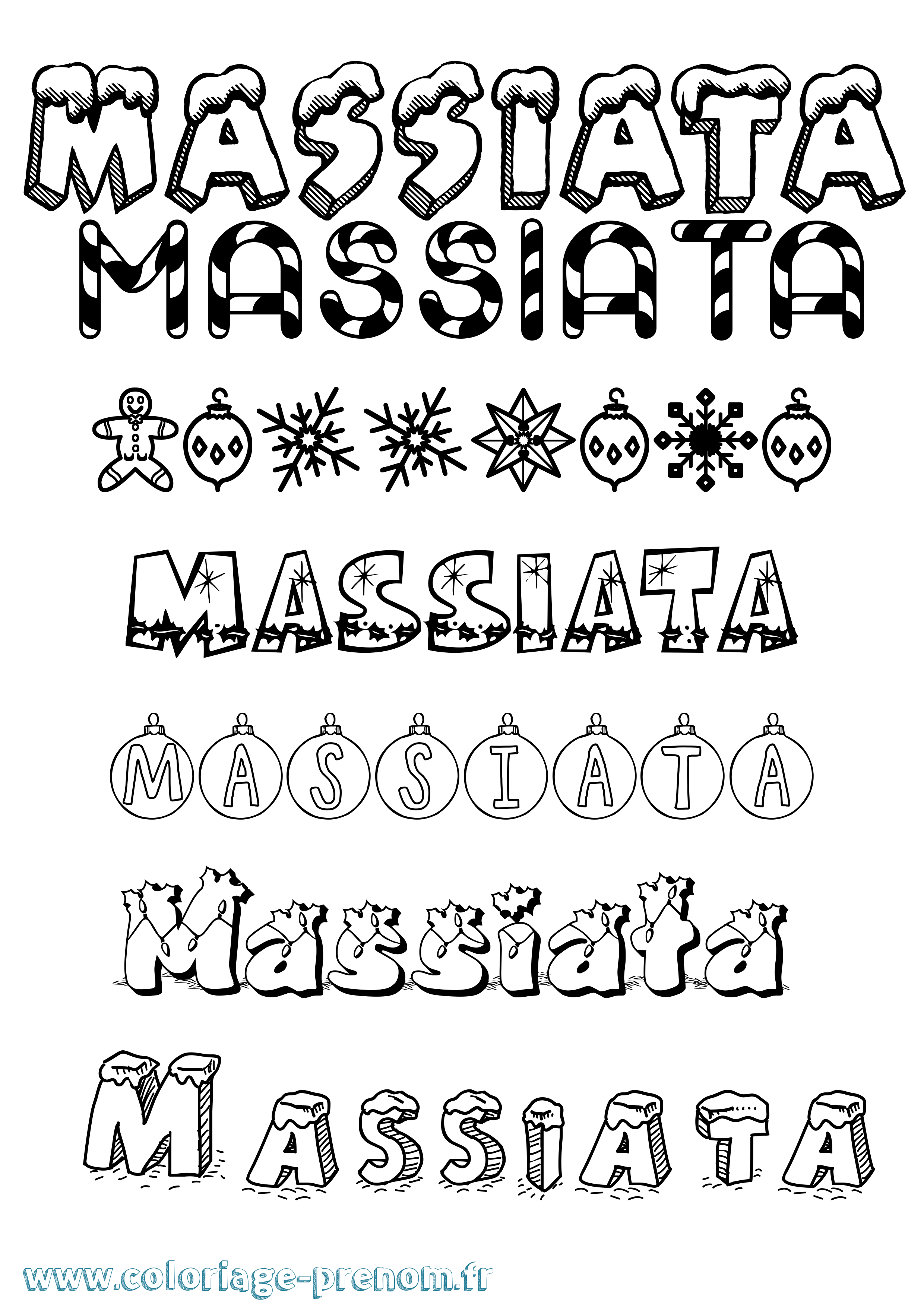 Coloriage Massiata Noël Coloriage prénom Massiata Noël