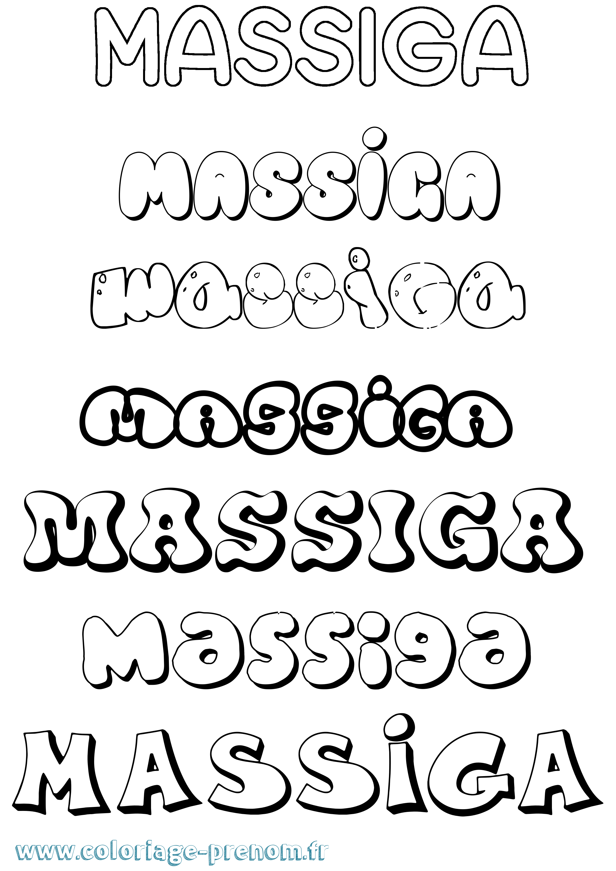 Coloriage Massiga Bubble Coloriage prénom Massiga Bubble