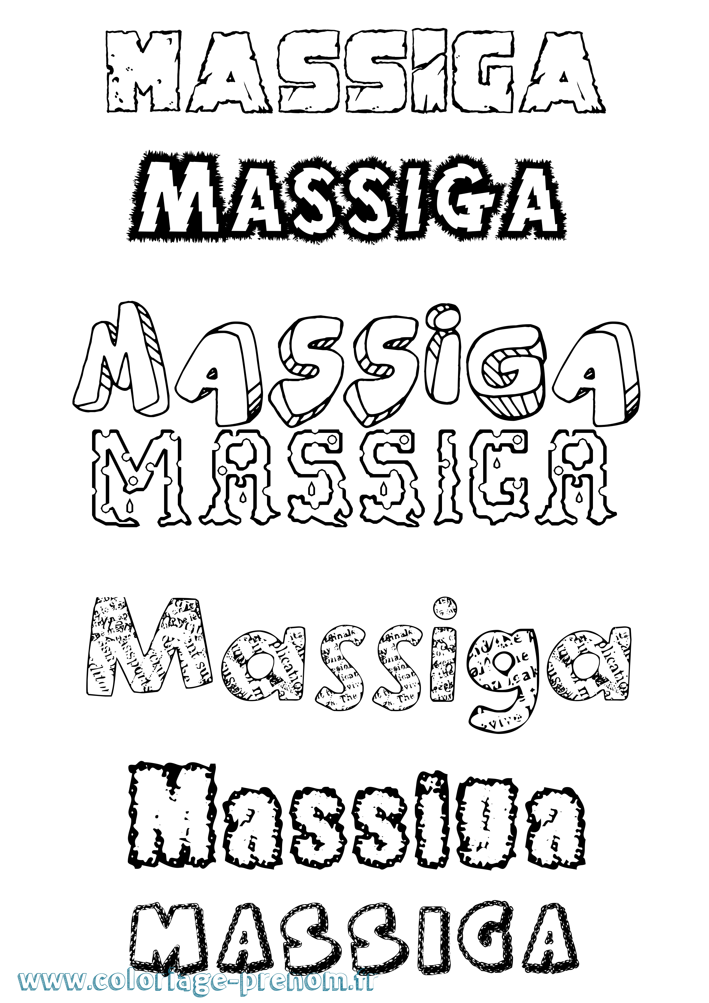 Coloriage Massiga Destructuré Coloriage prénom Massiga Destructuré