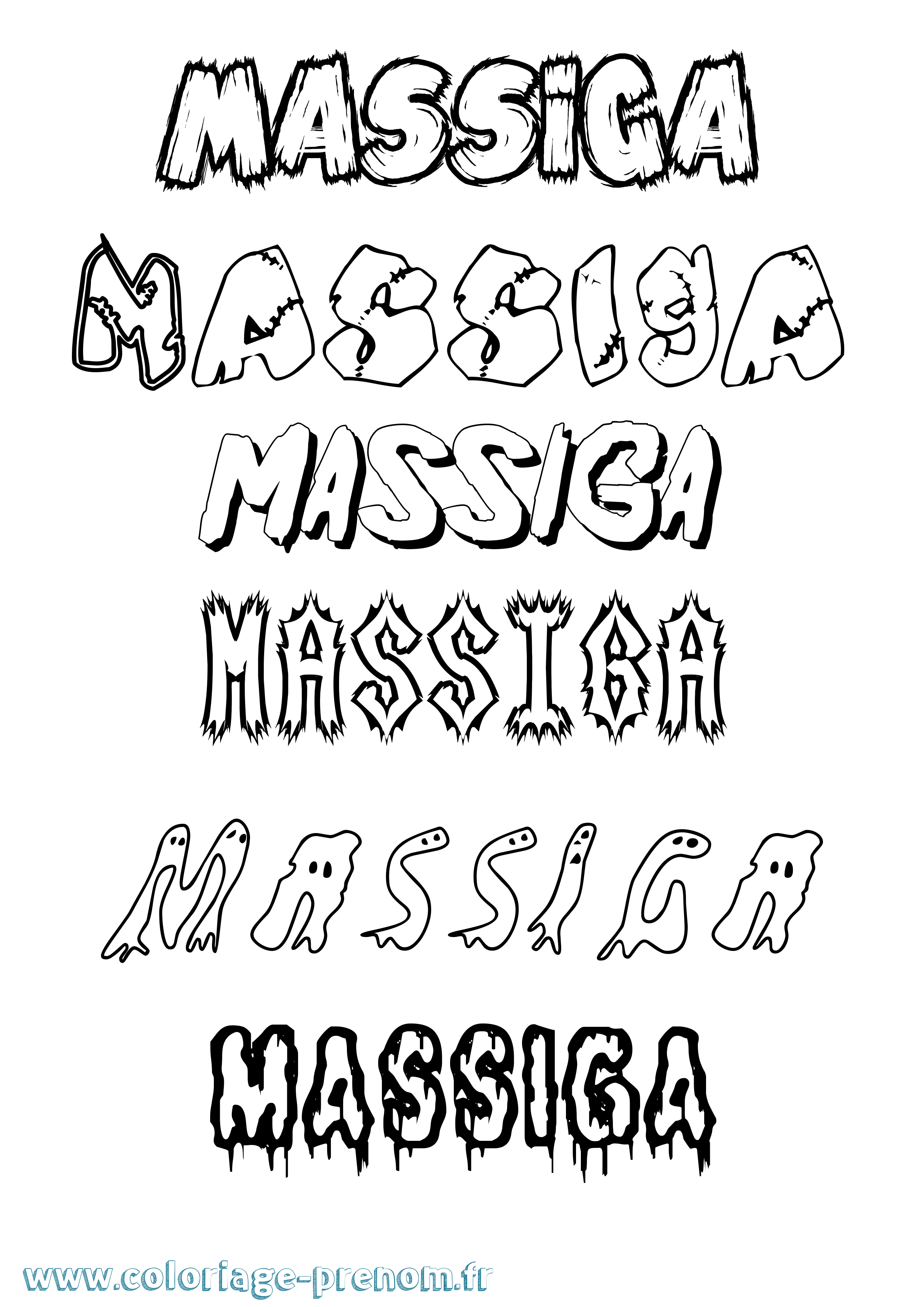 Coloriage Massiga Frisson Coloriage prénom Massiga Frisson
