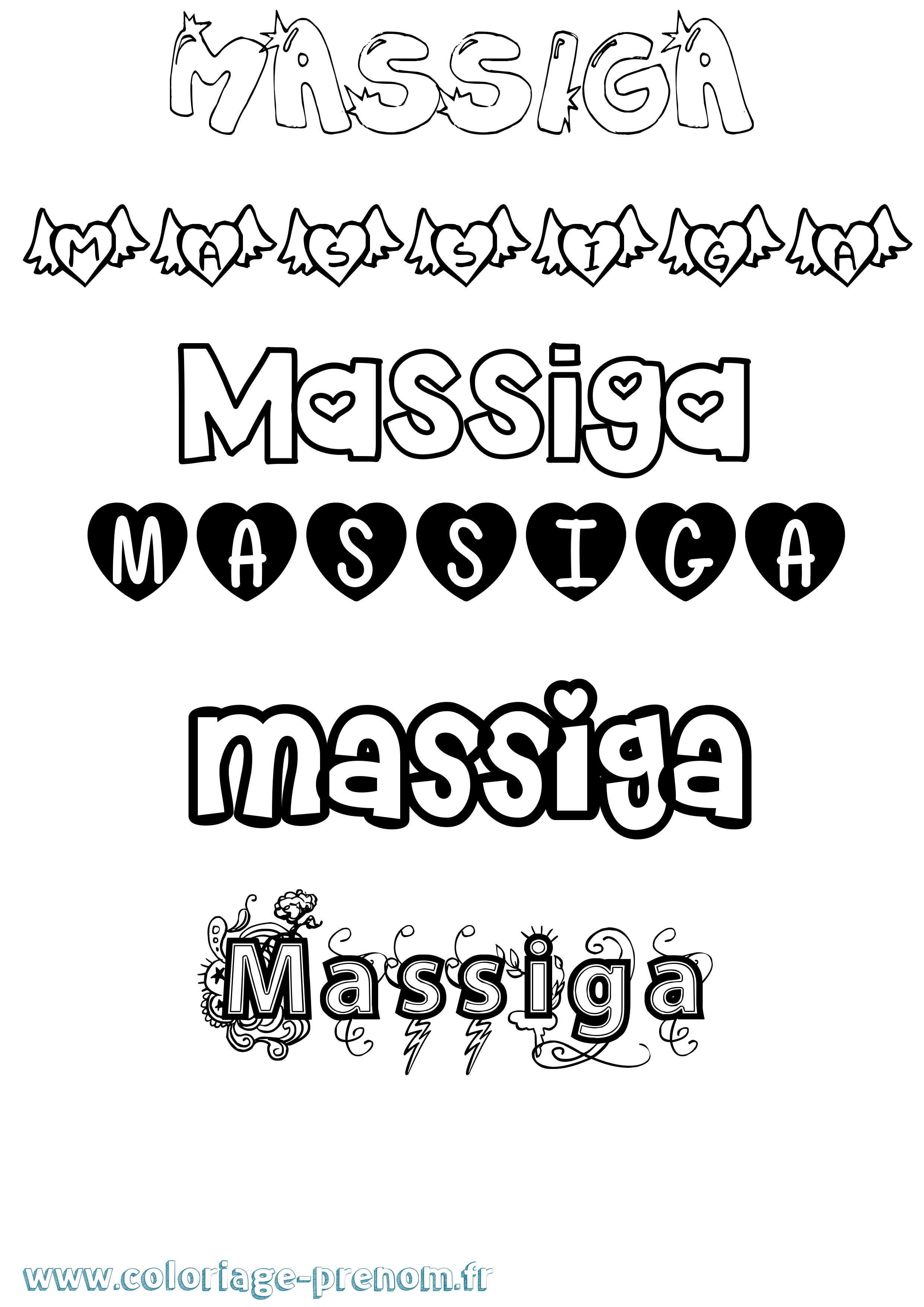 Coloriage Massiga Girly Coloriage prénom Massiga Girly