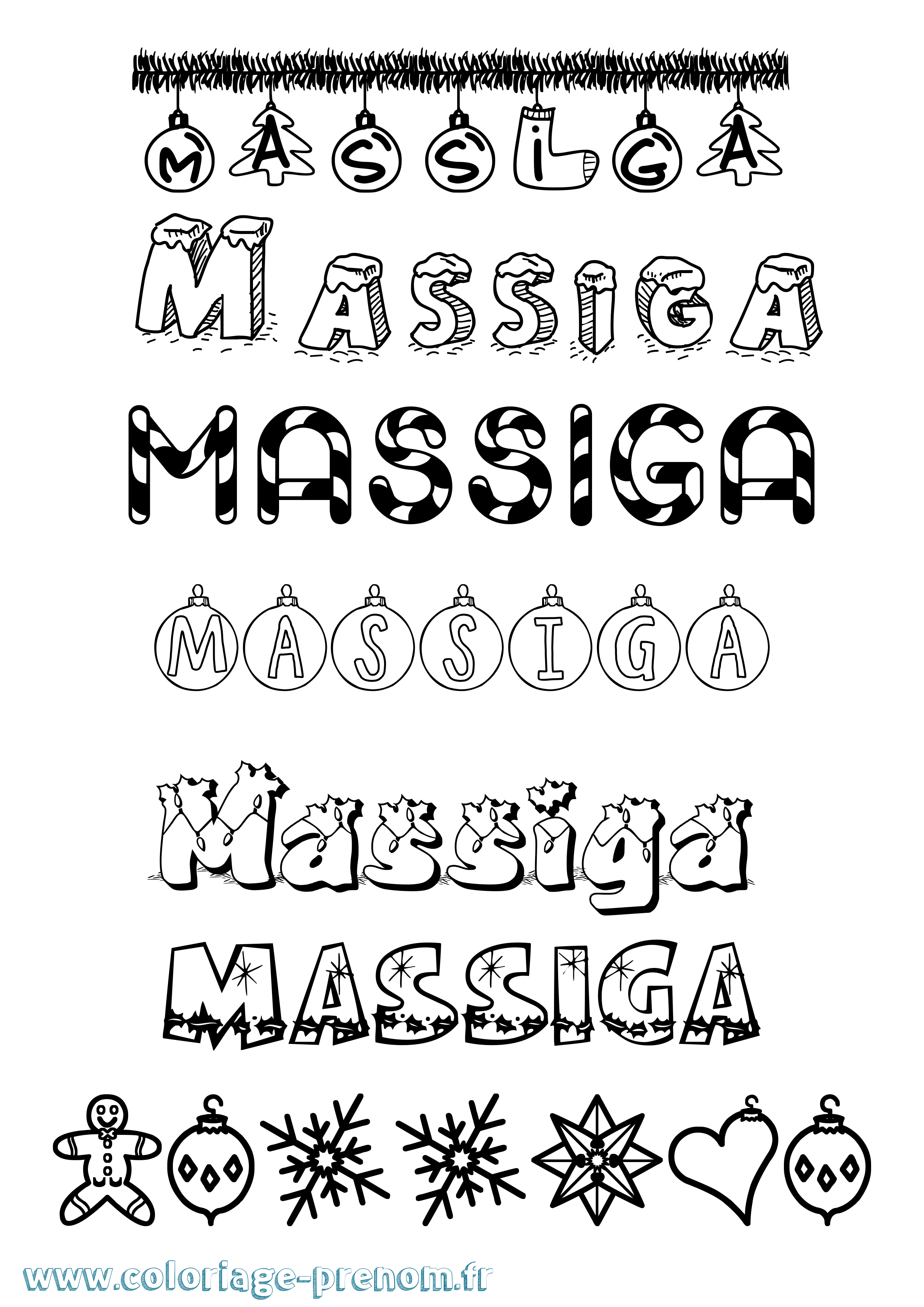 Coloriage Massiga Noël Coloriage prénom Massiga Noël