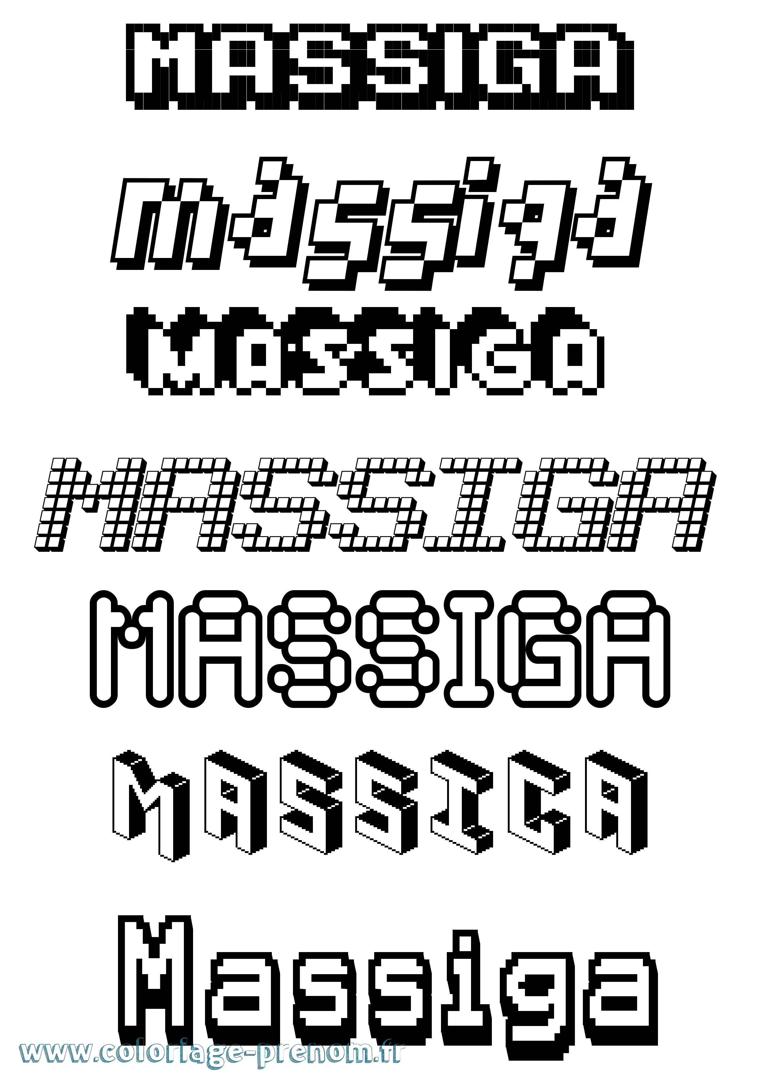 Coloriage Massiga Pixel Coloriage prénom Massiga Pixel