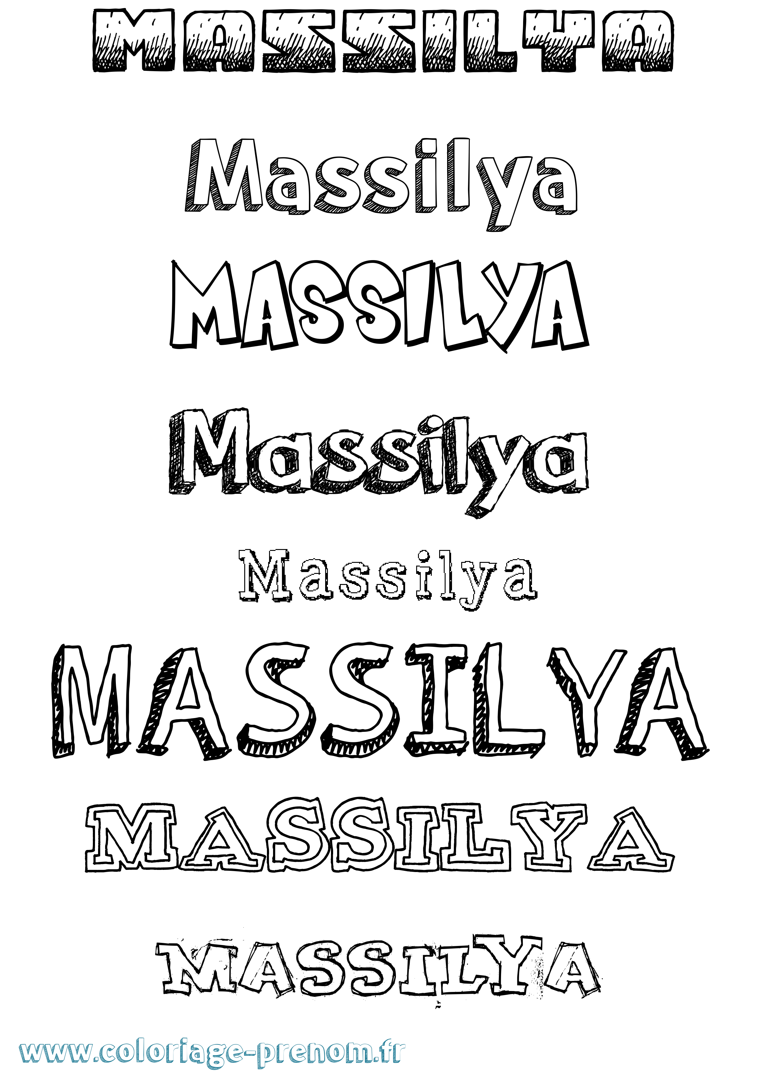 Coloriage Massilya Dessiné Coloriage prénom Massilya Dessiné
