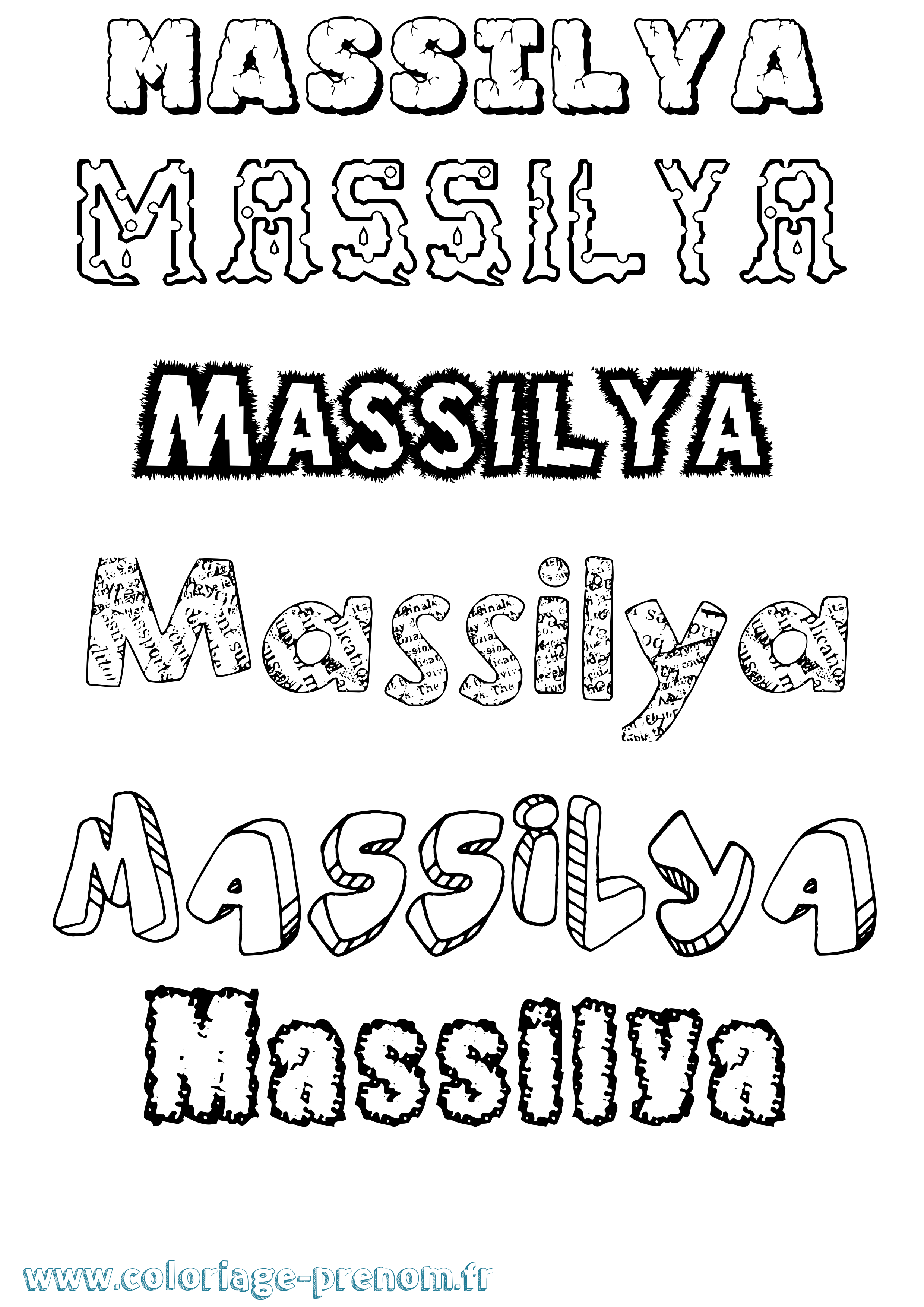 Coloriage Massilya Destructuré Coloriage prénom Massilya Destructuré