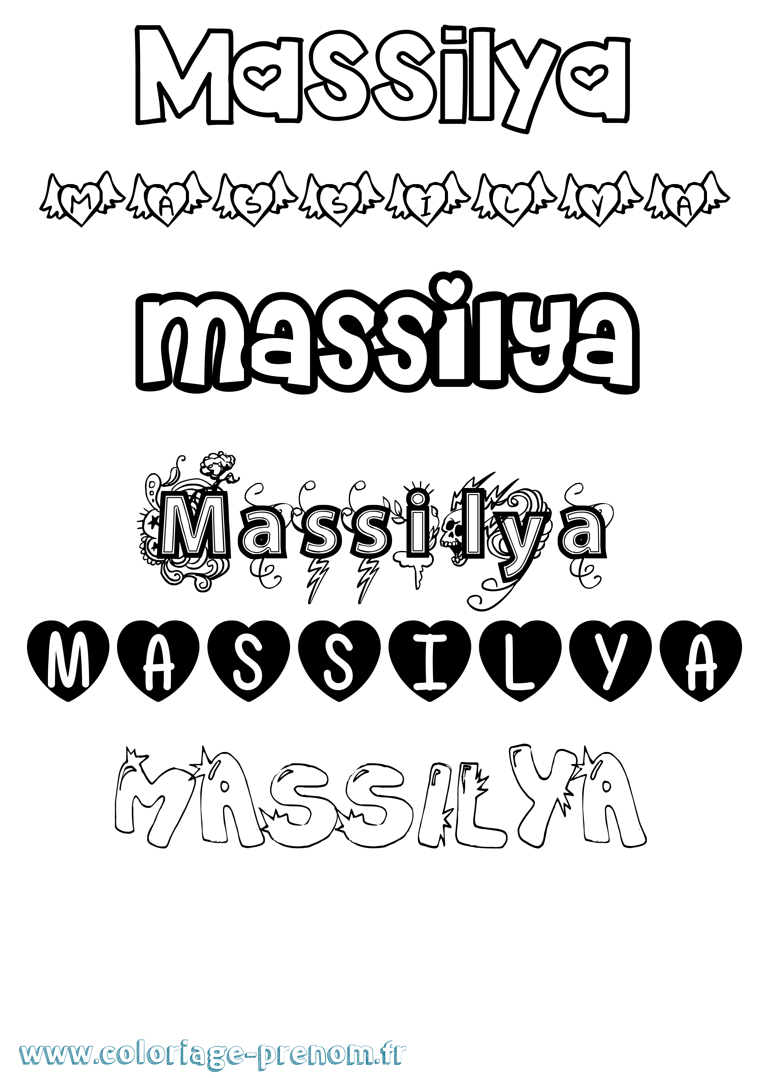 Coloriage Massilya Girly Coloriage prénom Massilya Girly