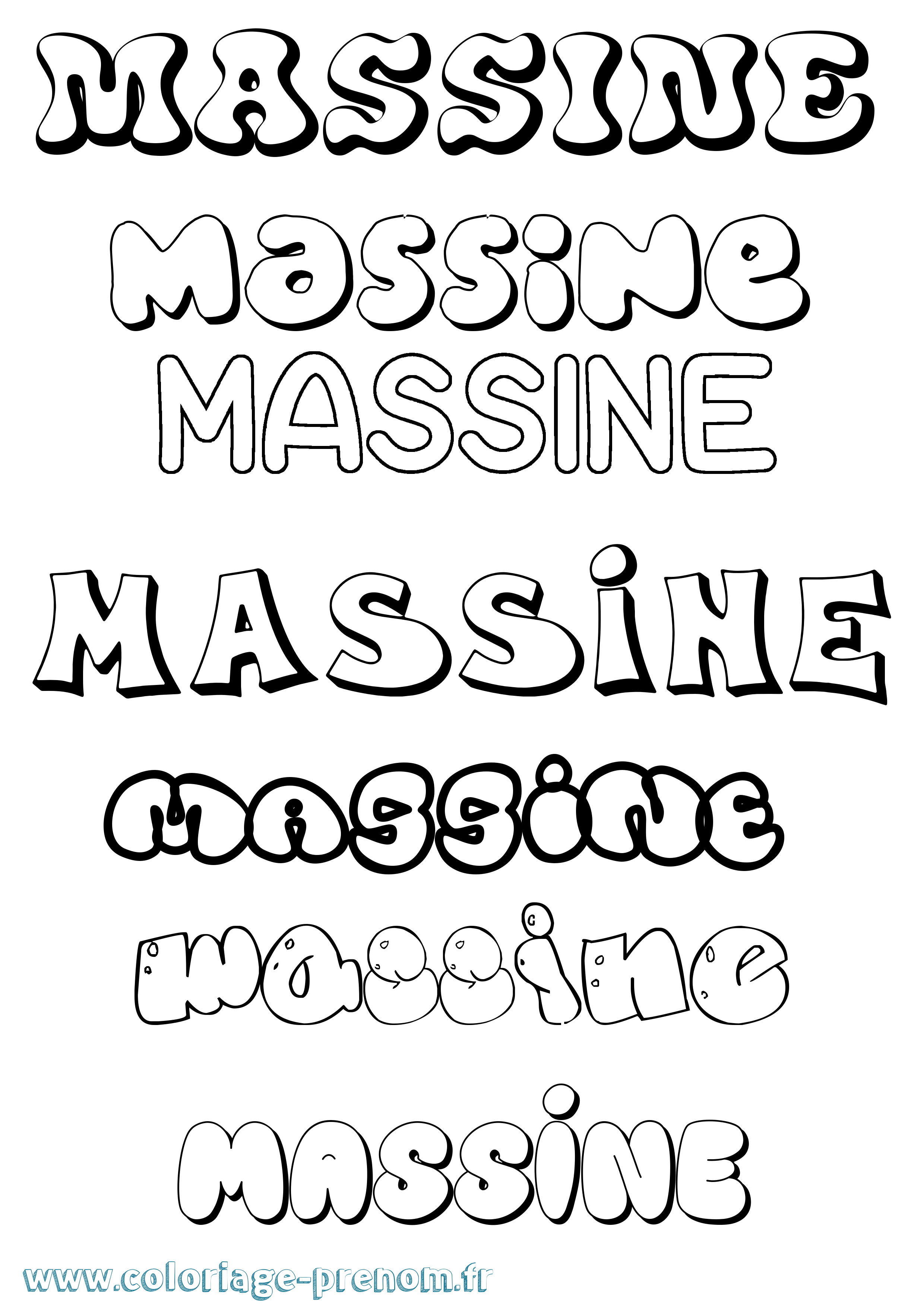 Coloriage Massine Bubble Coloriage prénom Massine Bubble