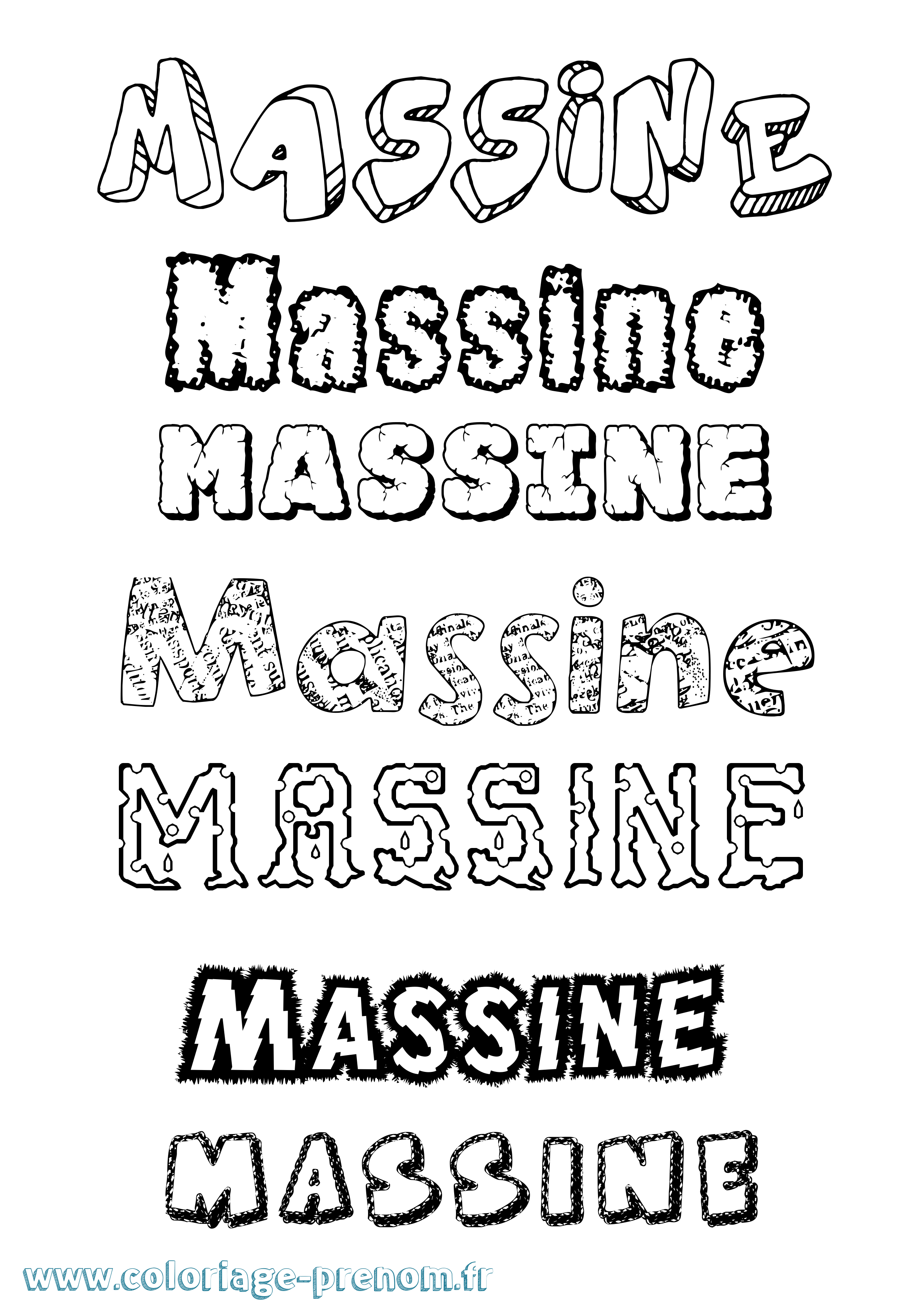 Coloriage Massine Destructuré Coloriage prénom Massine Destructuré