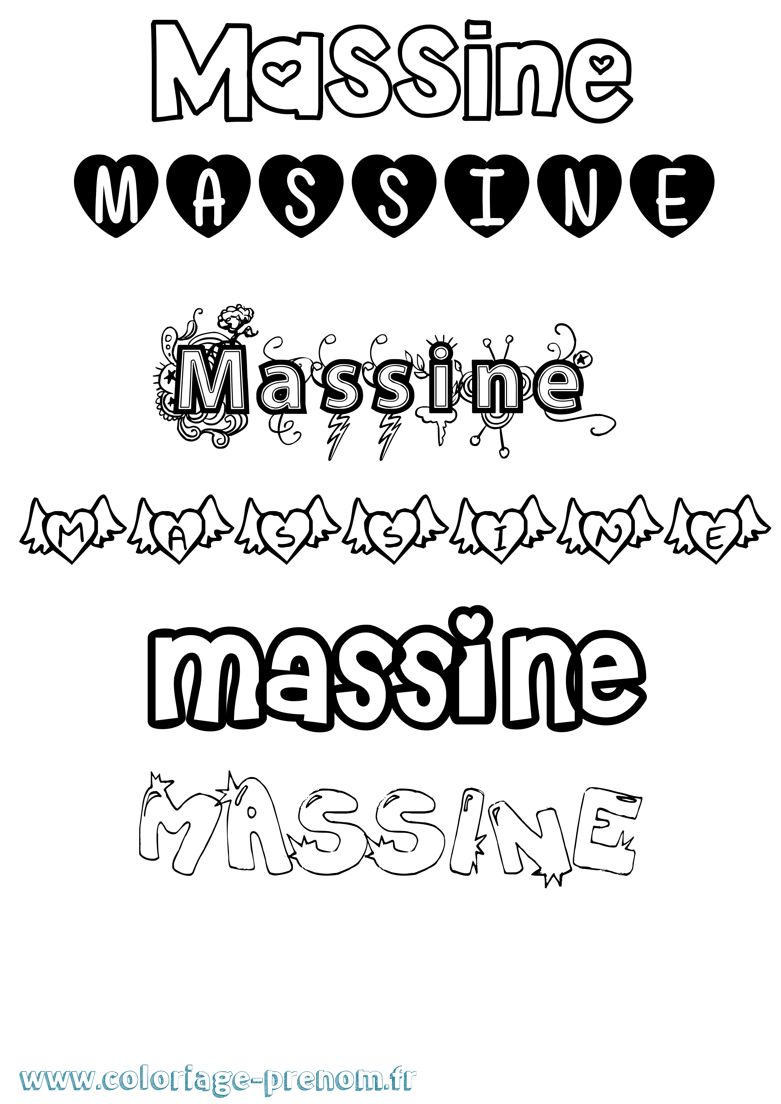 Coloriage Massine Girly Coloriage prénom Massine Girly