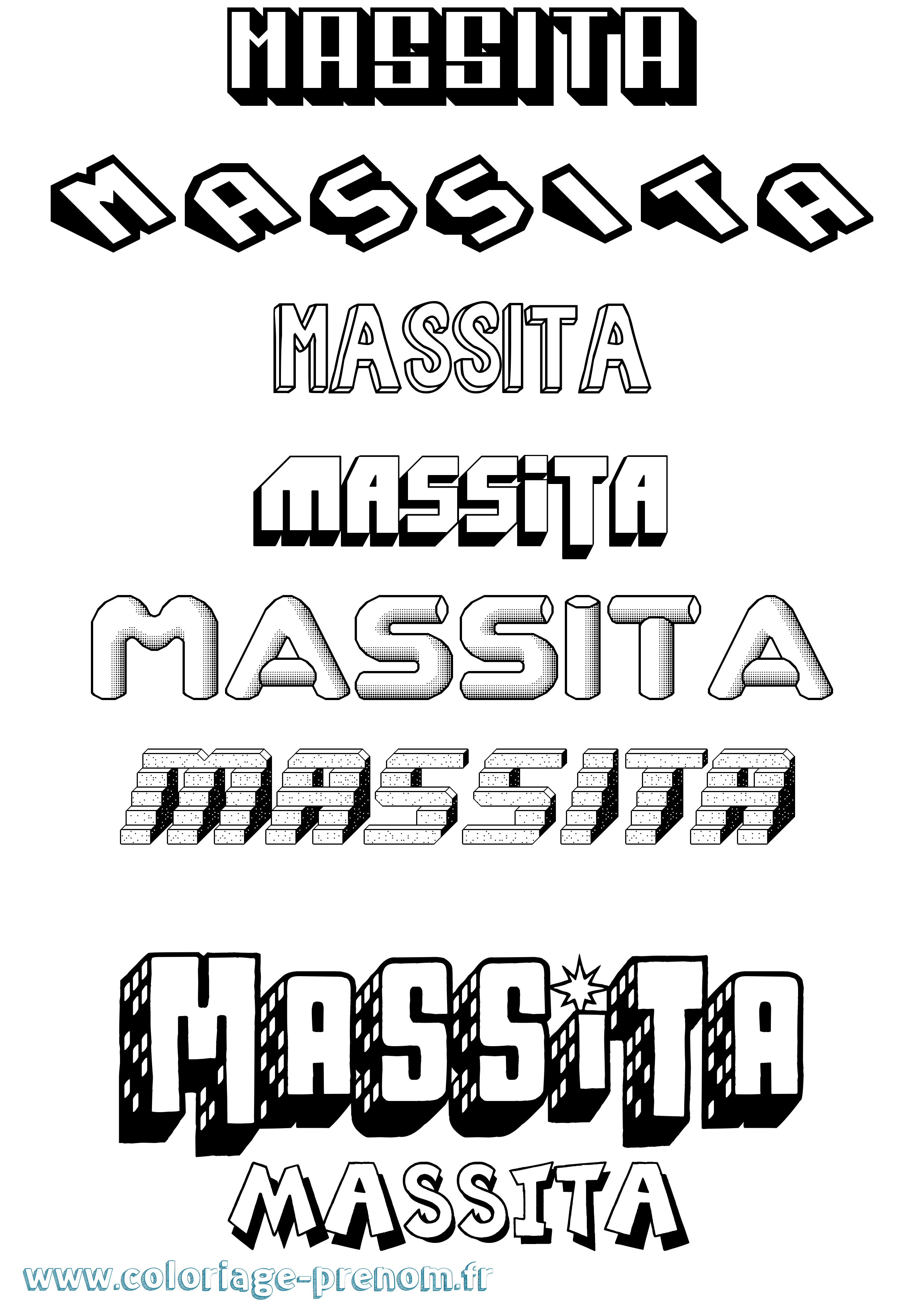 Coloriage Massita Effet 3D Coloriage prénom Massita Effet 3D