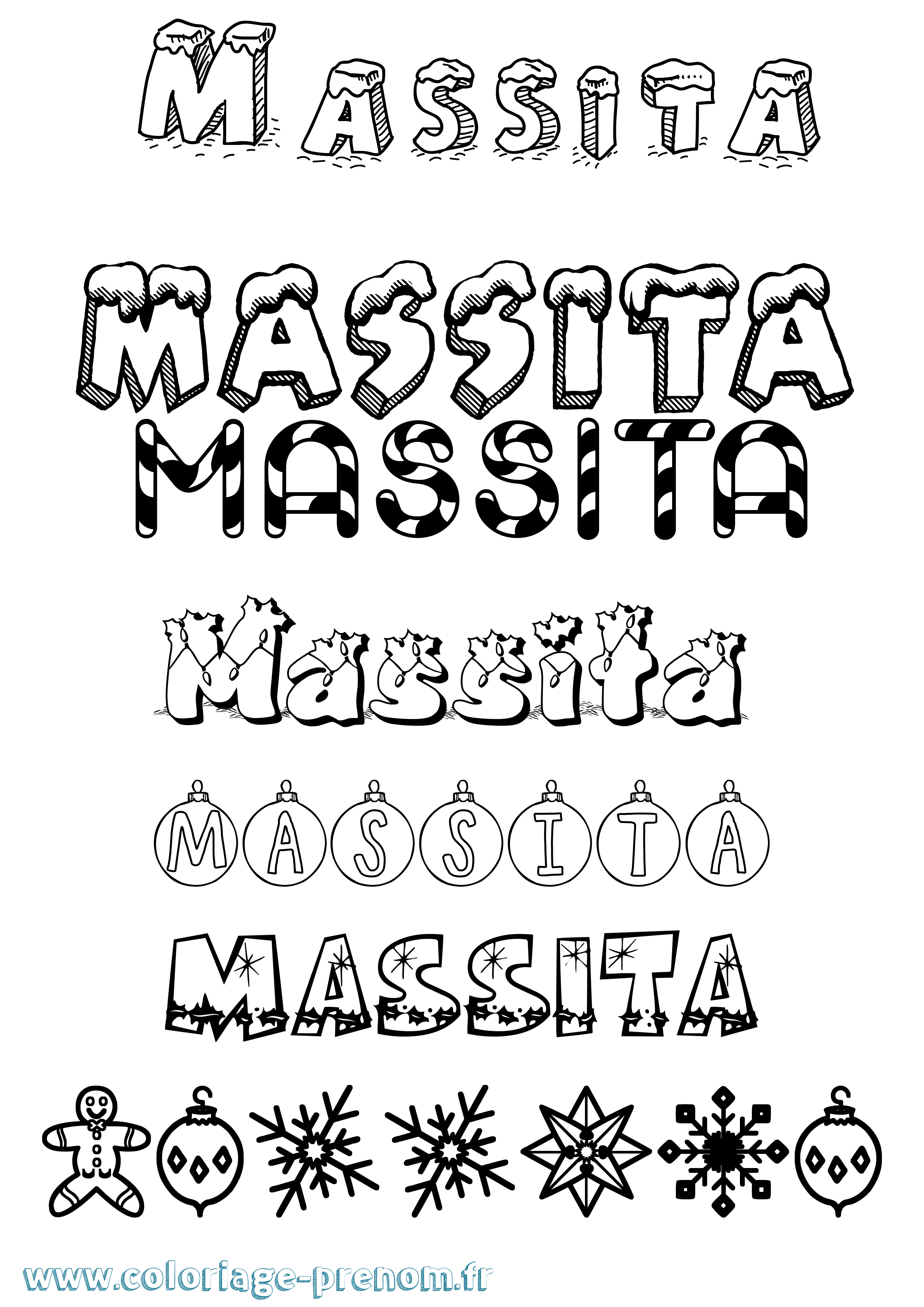 Coloriage Massita Noël Coloriage prénom Massita Noël
