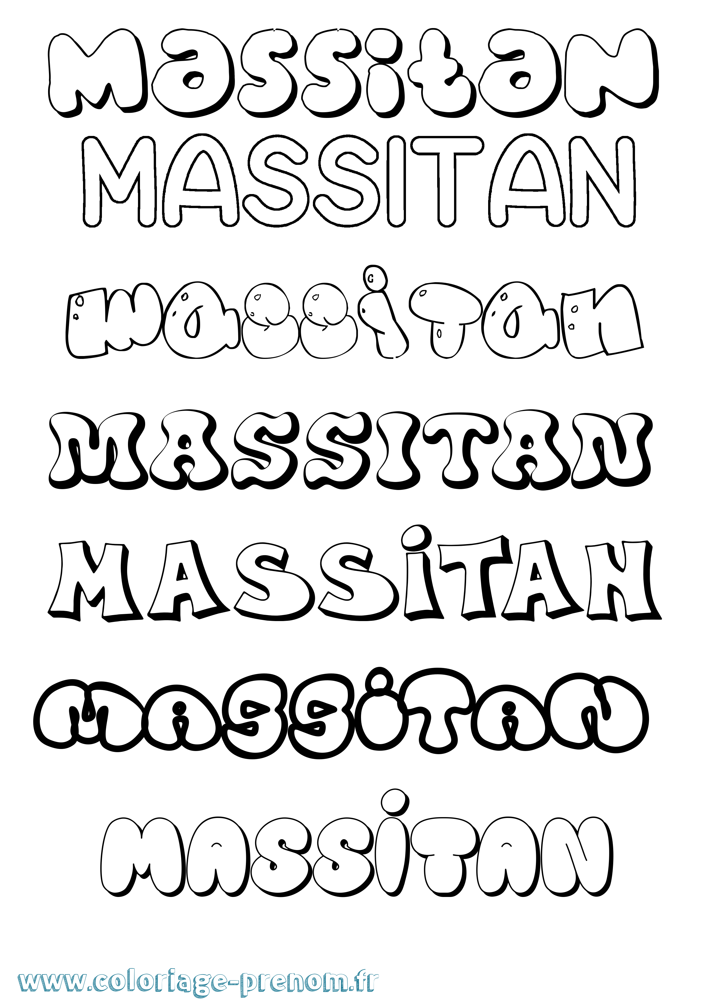 Coloriage Massitan Bubble Coloriage prénom Massitan Bubble
