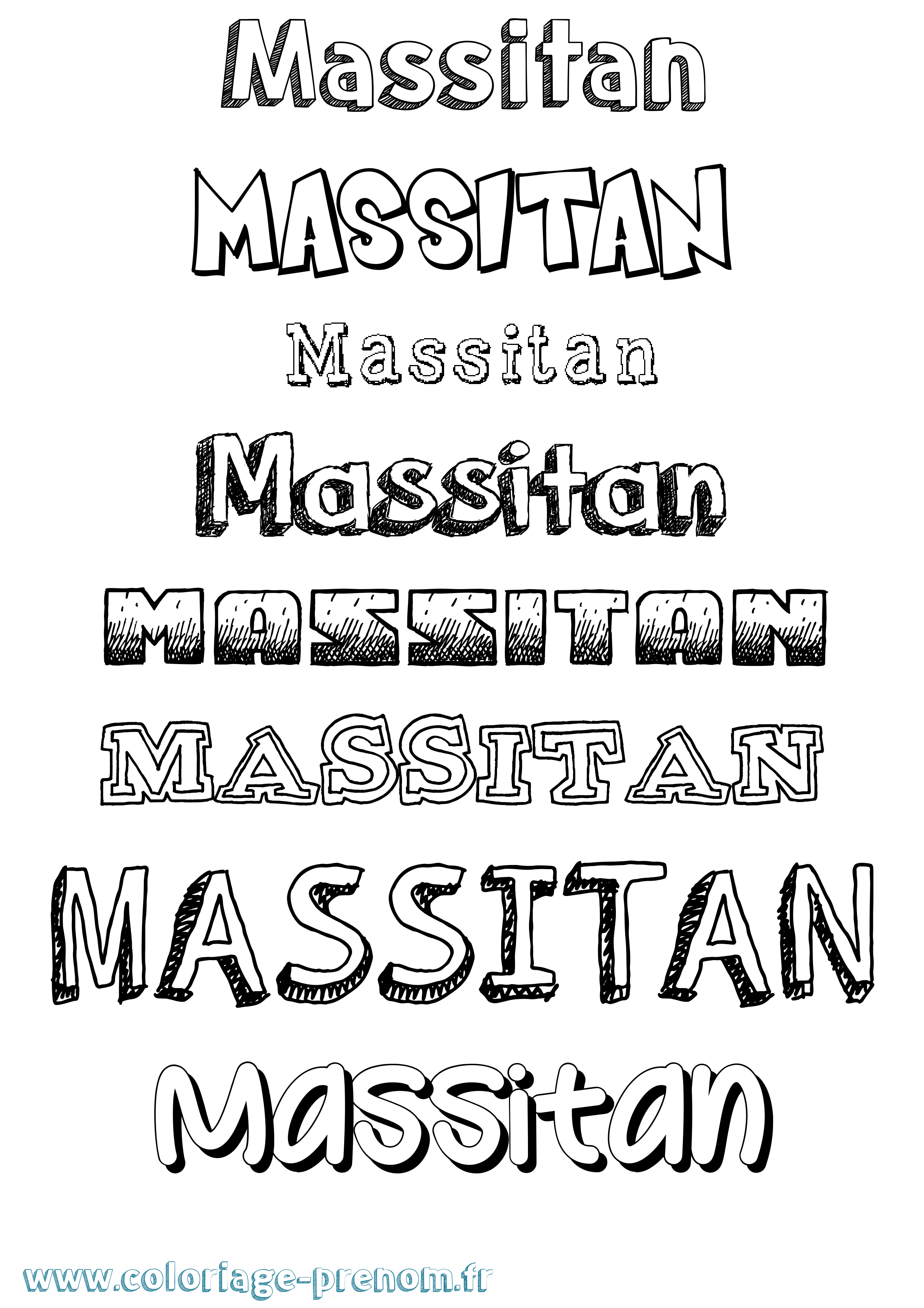 Coloriage Massitan Dessiné Coloriage prénom Massitan Dessiné